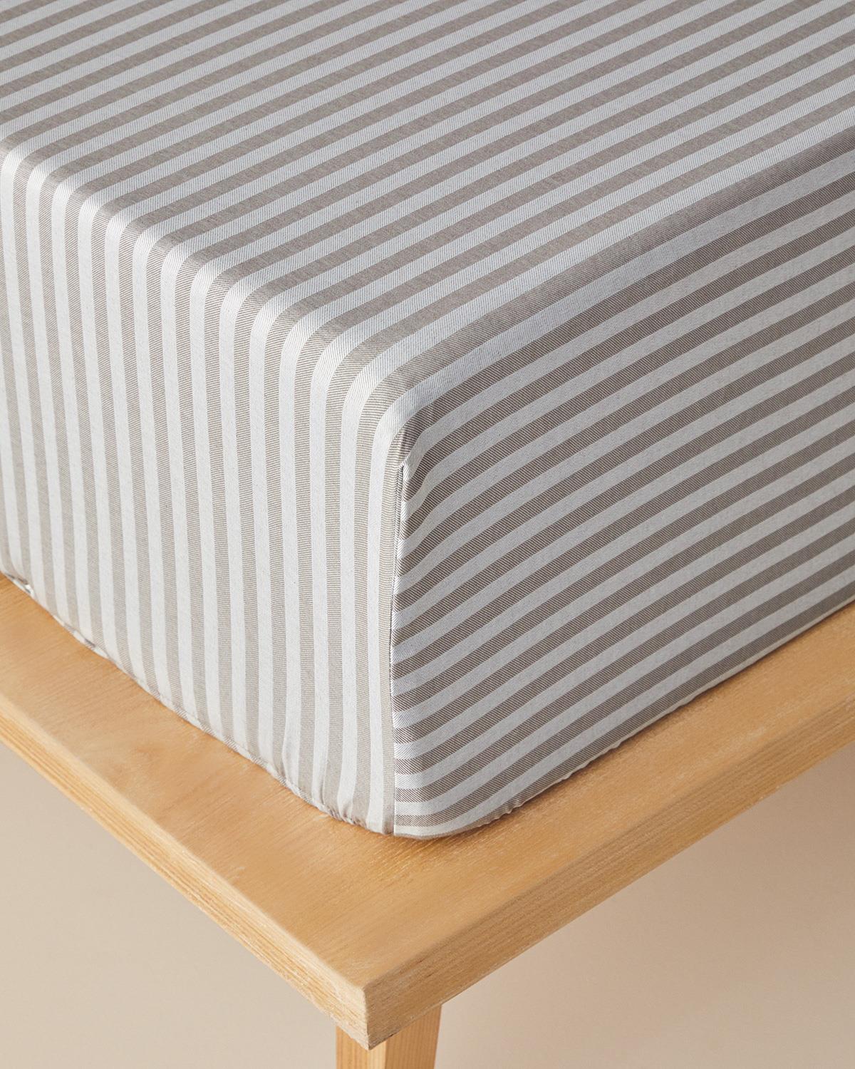 Classy Stripe Twill King Size Lastikli Çarşaf Antrasit