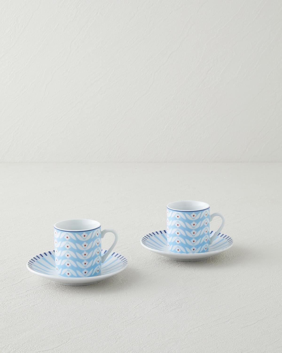 Cleo Porselen 4 Parça 2 Kişilik Kahve Fincan Takımı 80 ml Mavi