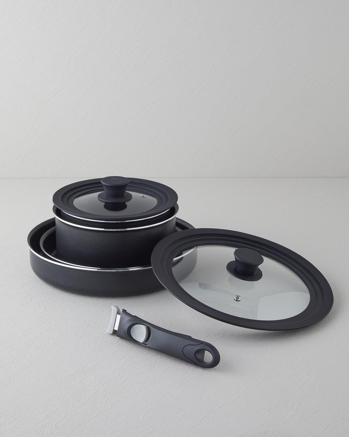 ClickEase 7 Parça Premium Tencere Seti 18-20-24-28 cm Siyah
