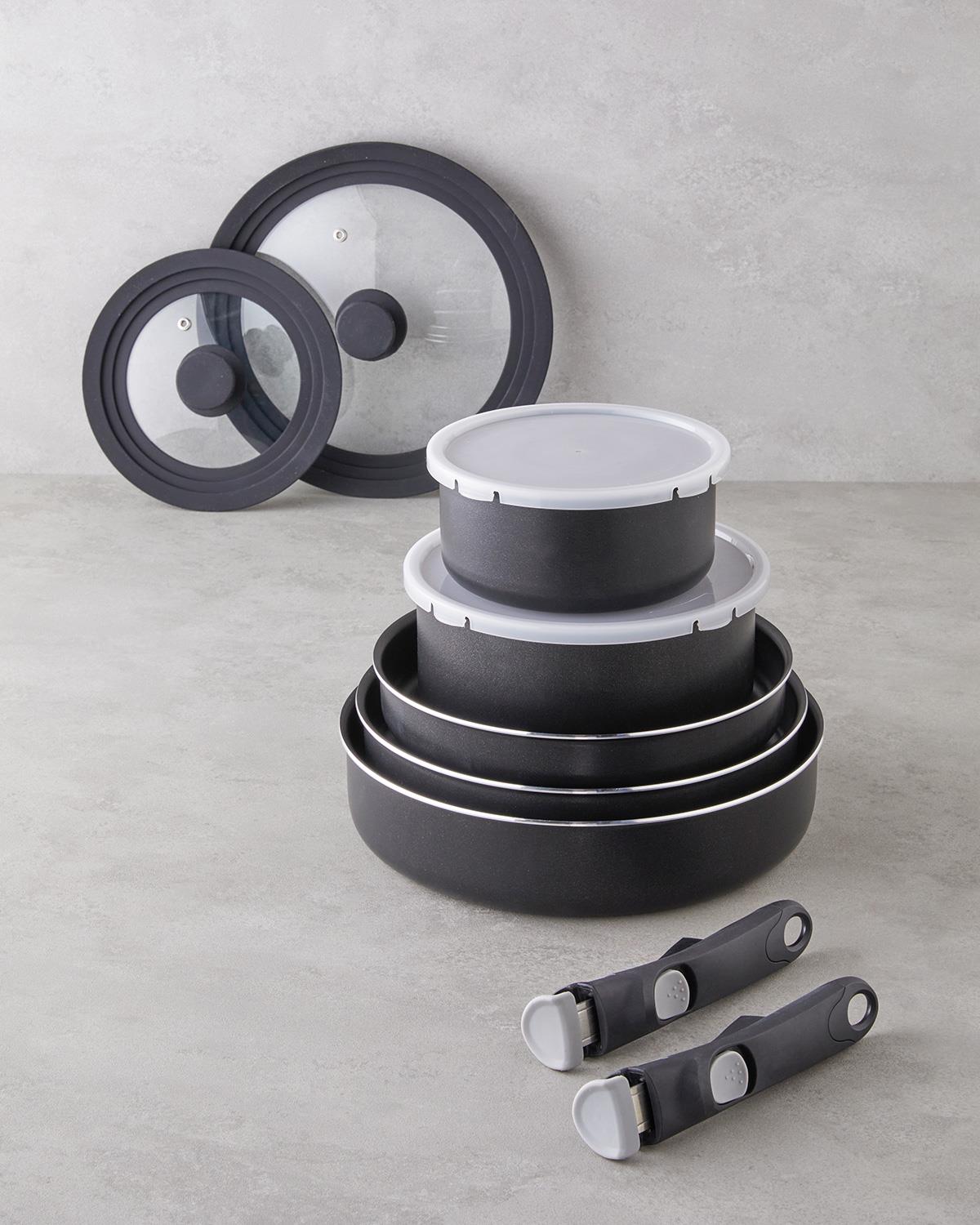ClickEase Premium 11 Parça Tencere Seti 16 – 20 – 24 – 26 - 28 cm Siyah