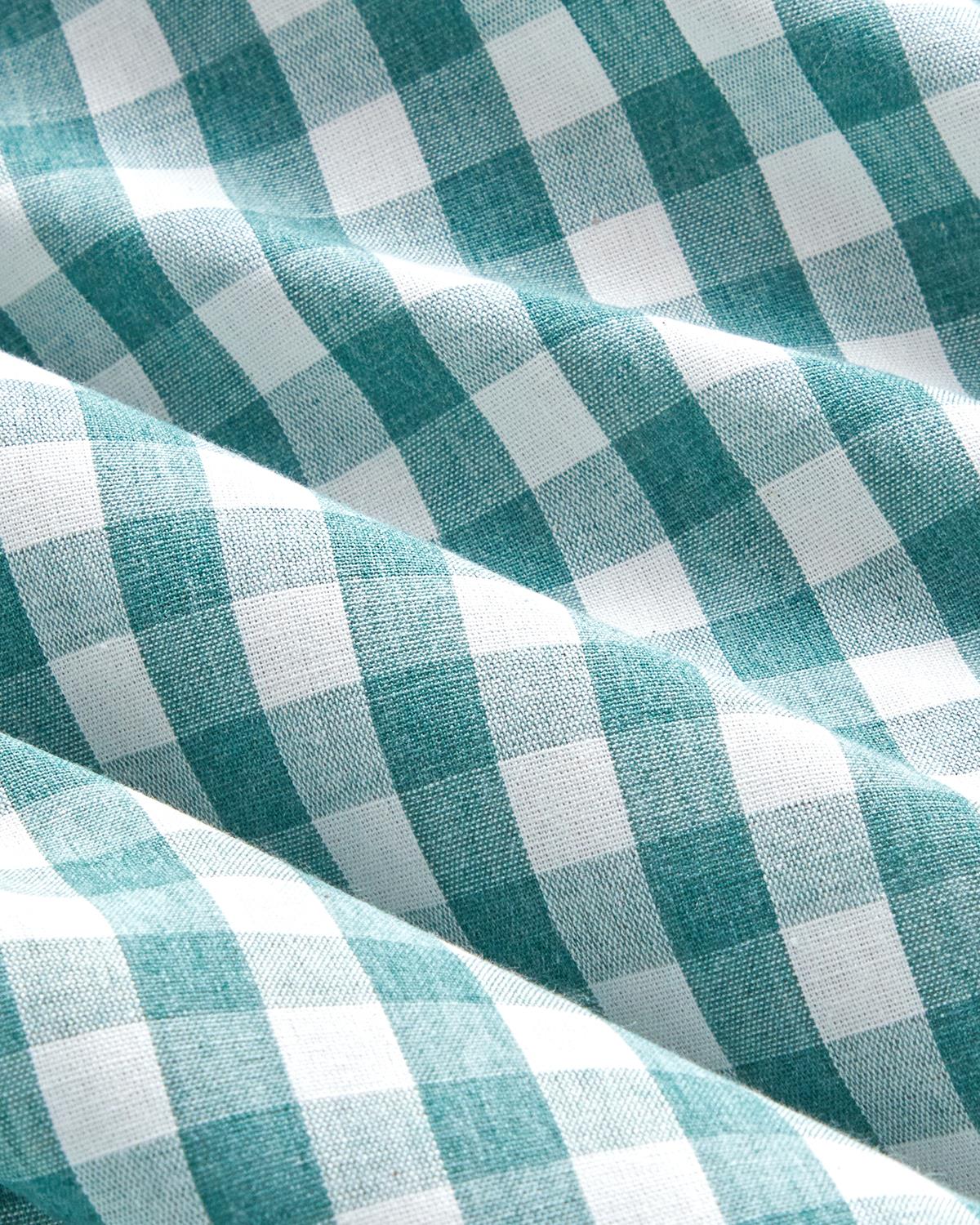 Clouded Grid İpliği Boyalı Çift Kişilik Nevresim Takımı 200x220 cm Koyu Yeşil
