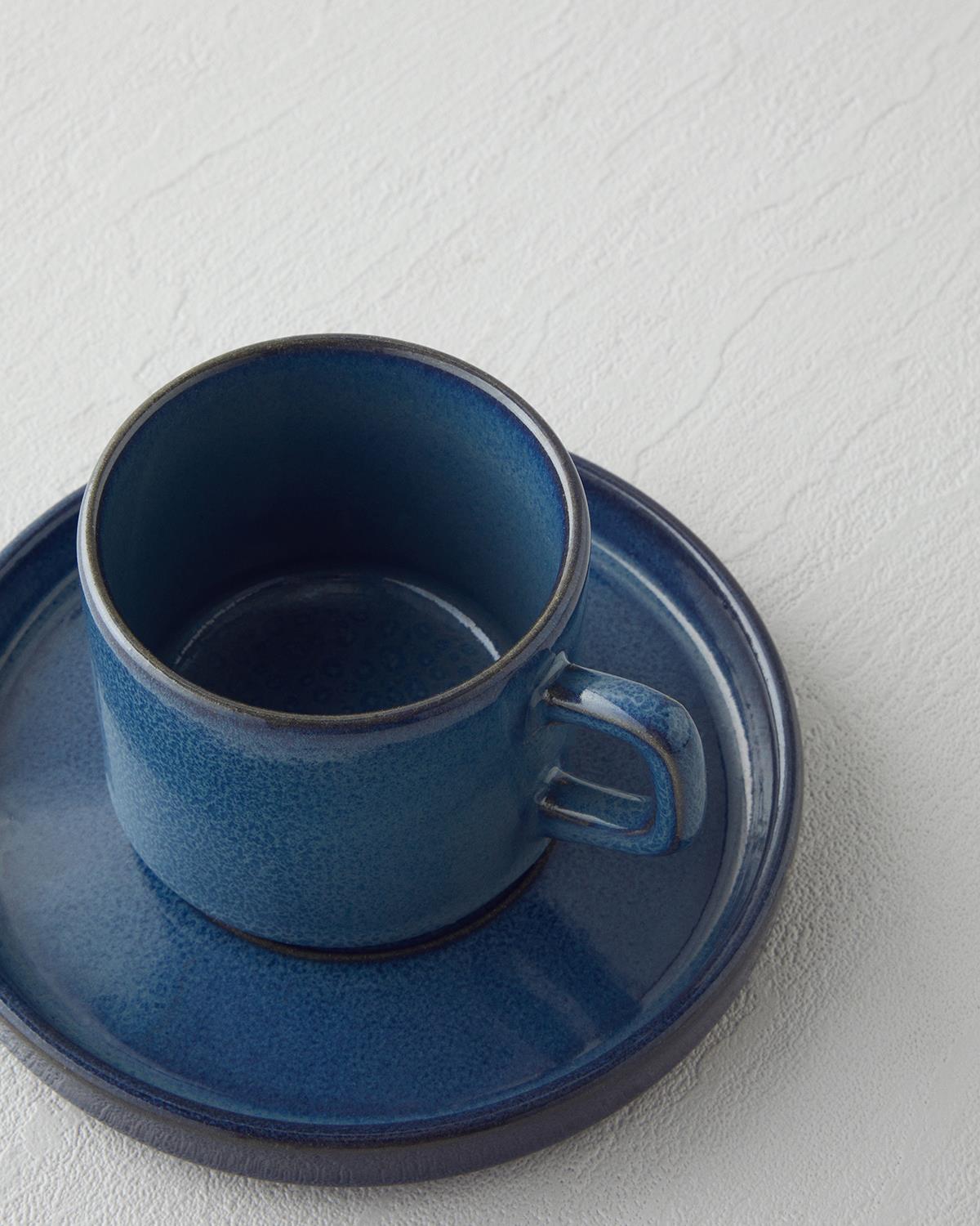 Coastal Bliss Seramik 4 Parça 2 Kişilik Çay Fincanı Takımı 184 ml Koyu Mavi