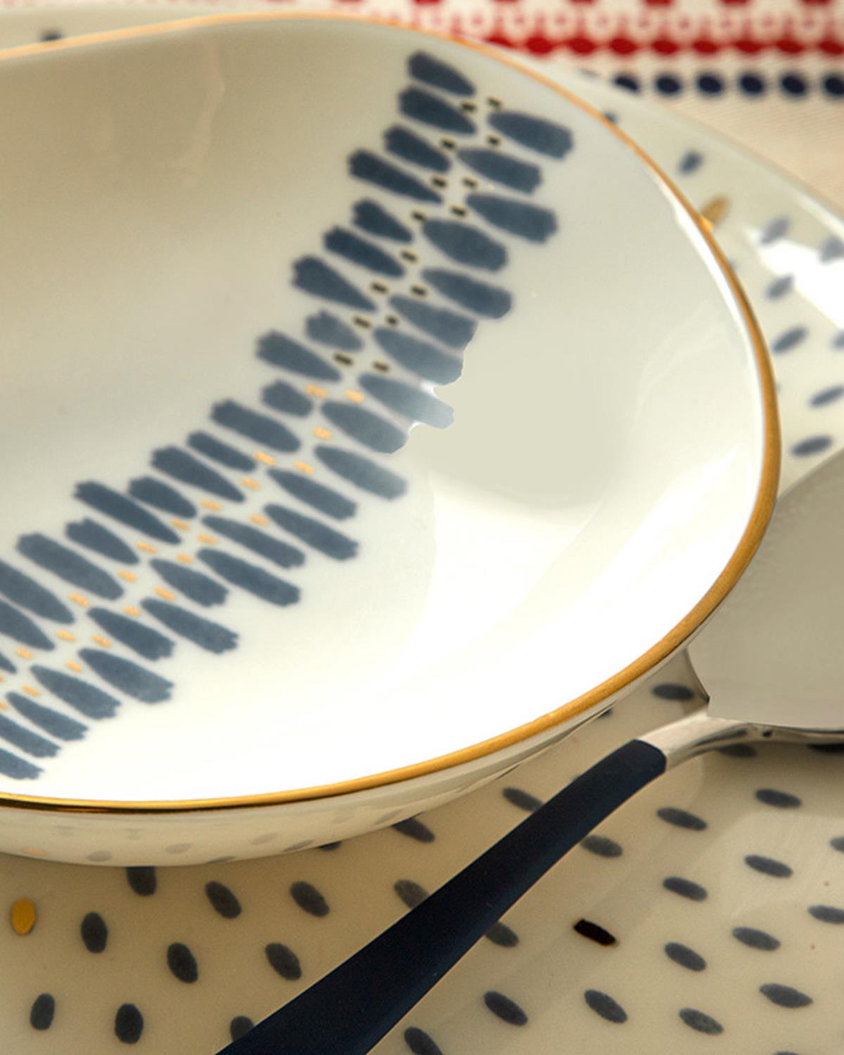 Coastal Stripe Porselen Kase 15 cm Mavi-Beyaz