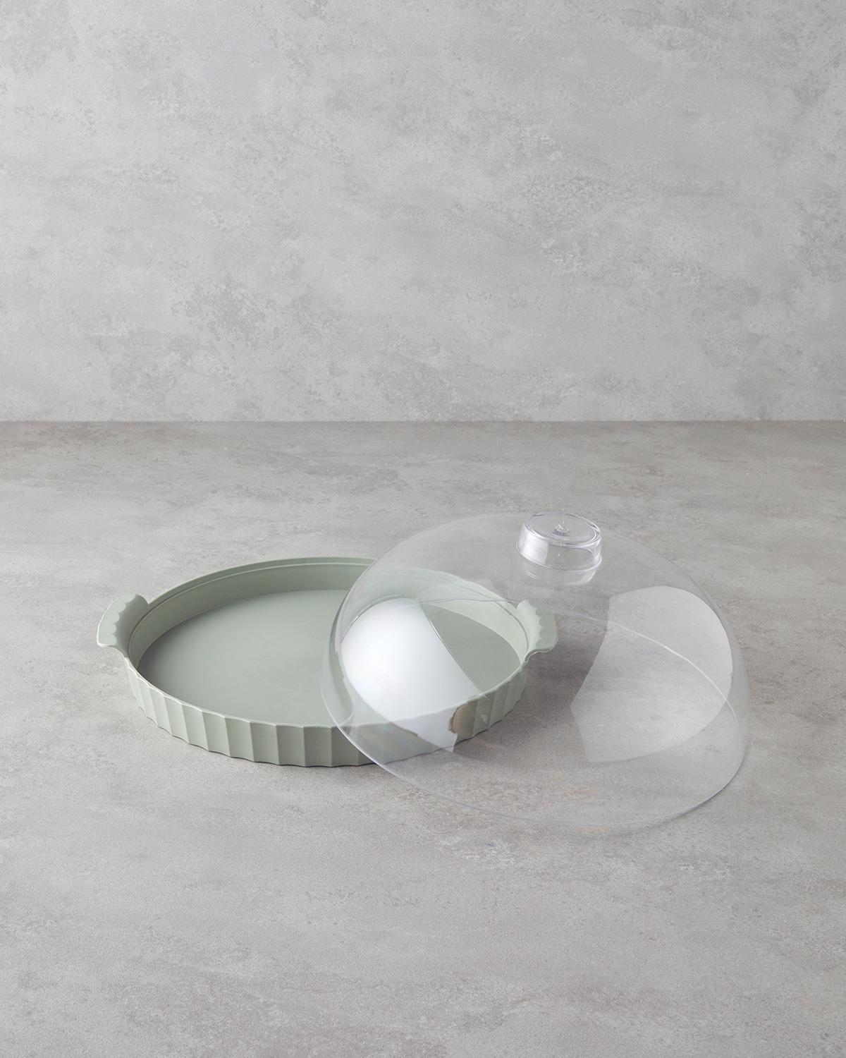Colessa PP-Kristal Kapaklı Kek Standı 35 cm Yeşil