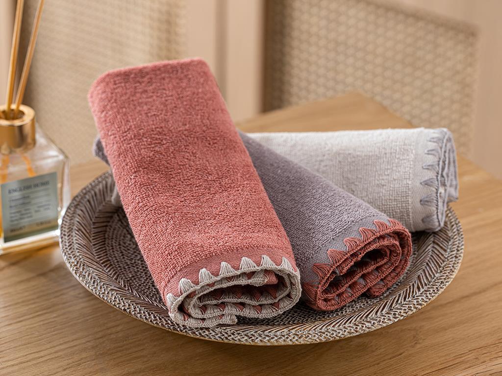 Colin Pamuklu 3'lü El Havlusu Seti Bej-Lila-Gül Kurusu