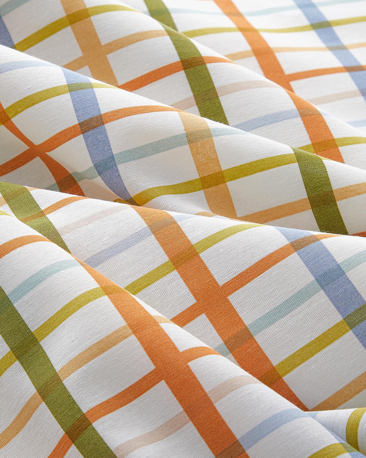 Color Grid Kolay Ütülenir Tek Kişilik Nevresim Takımı 160x220 cm Turuncu-yeşil
