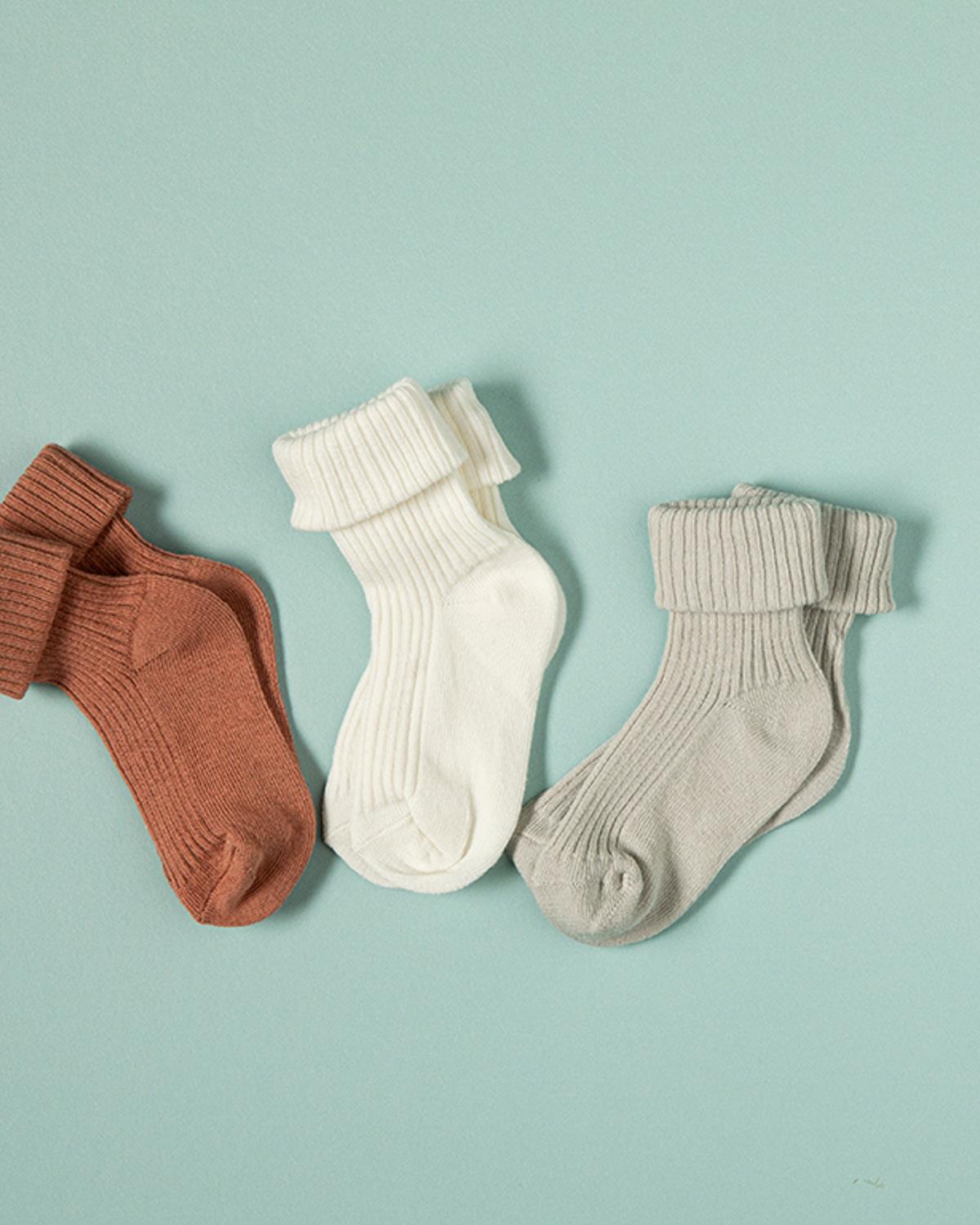 Colorful Bebe Çorap Gül kurusu-Ekru-Gri