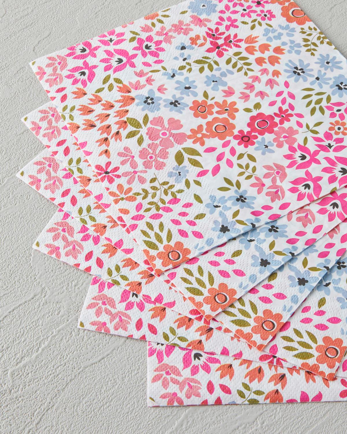 Colorful Blooms Kağıt 20'li Kağıt Peçete 33x33 cm Turuncu