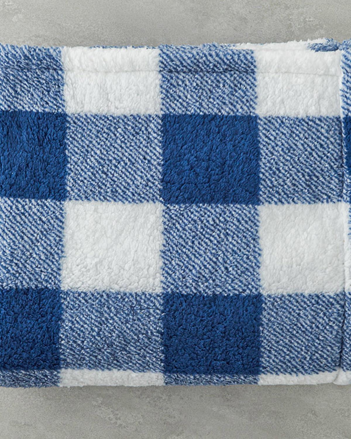 Comfort Plaid Baskılı Sherpa Battaniye Mavi