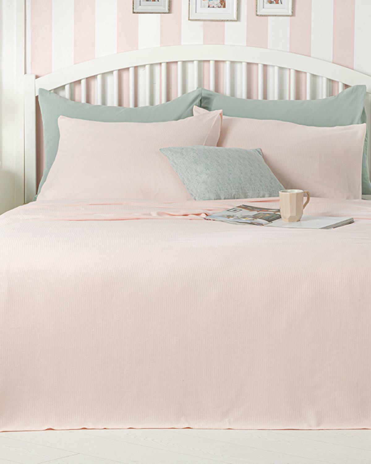 Cool Stripe Soft Touch Tek Kişilik Pike Seti Pembe