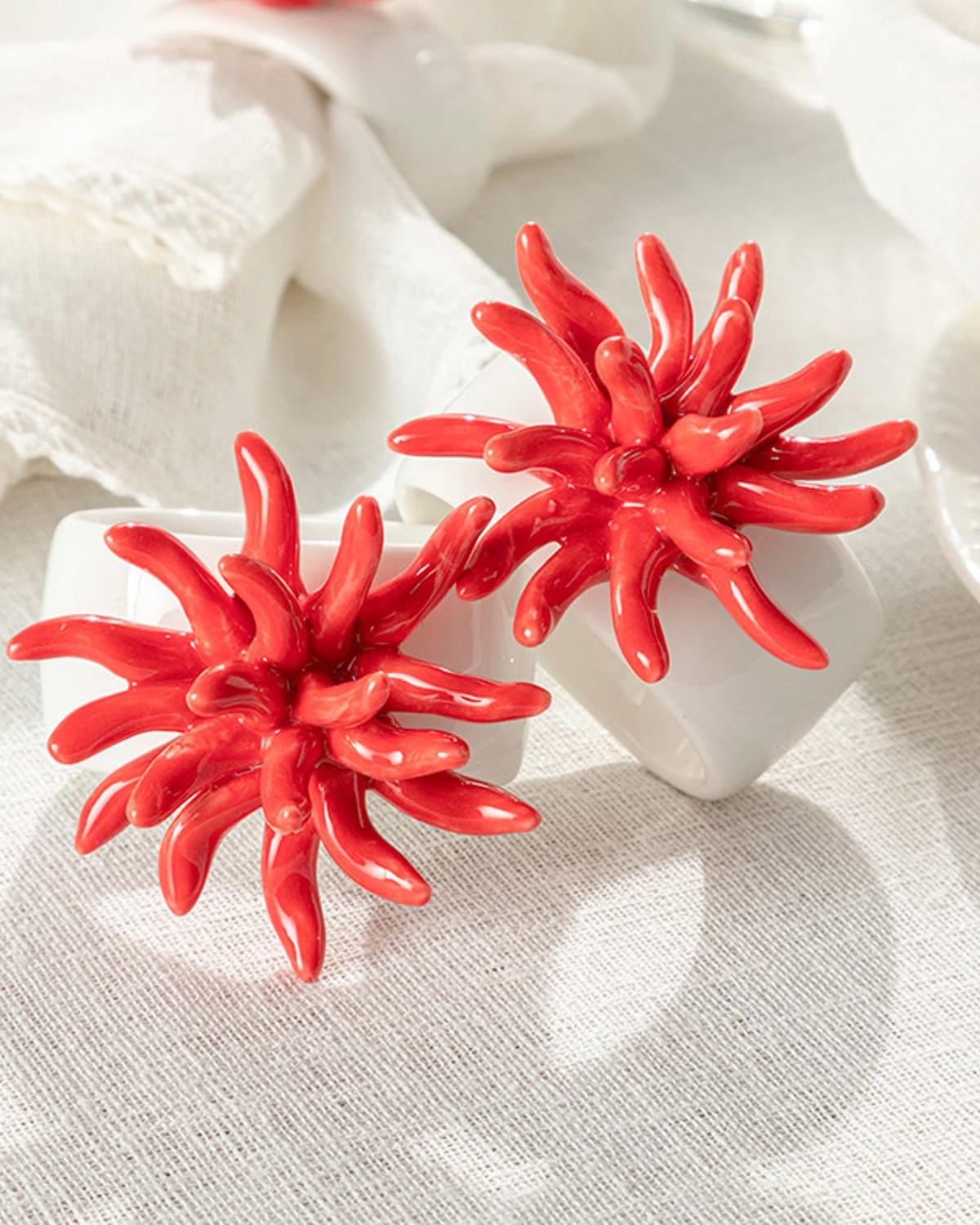 Coral Stoneware 4'lü Peçete Halkası 5,5 cm Nar Çiçeği