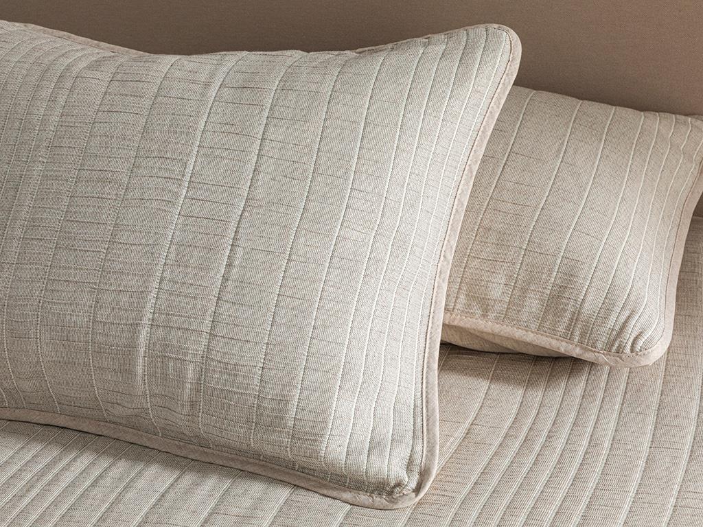 Cosy Rectangles Dolgulu Jakarlı Çift Kişilik Yatak Örtüsü Takımı Kahve