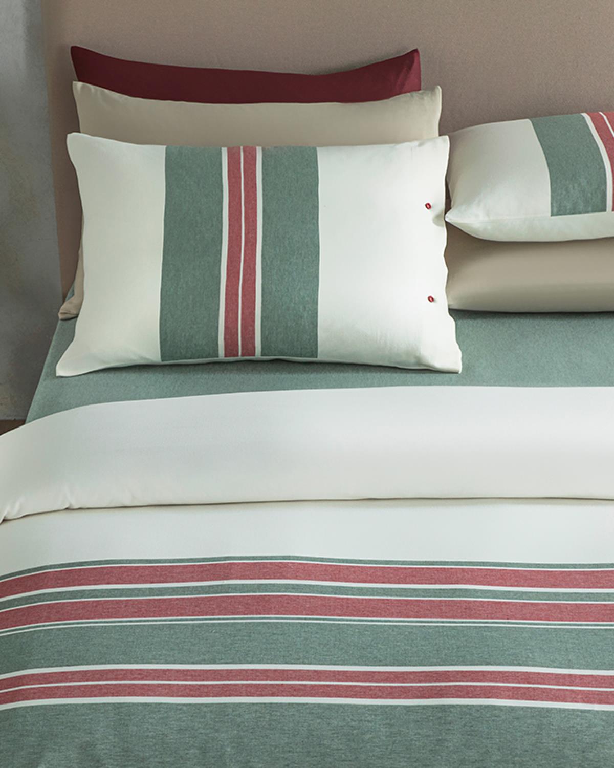 Cosy Stripe Winter Soft King Size Nevresim Takımı Kırmızı - Yeşil
