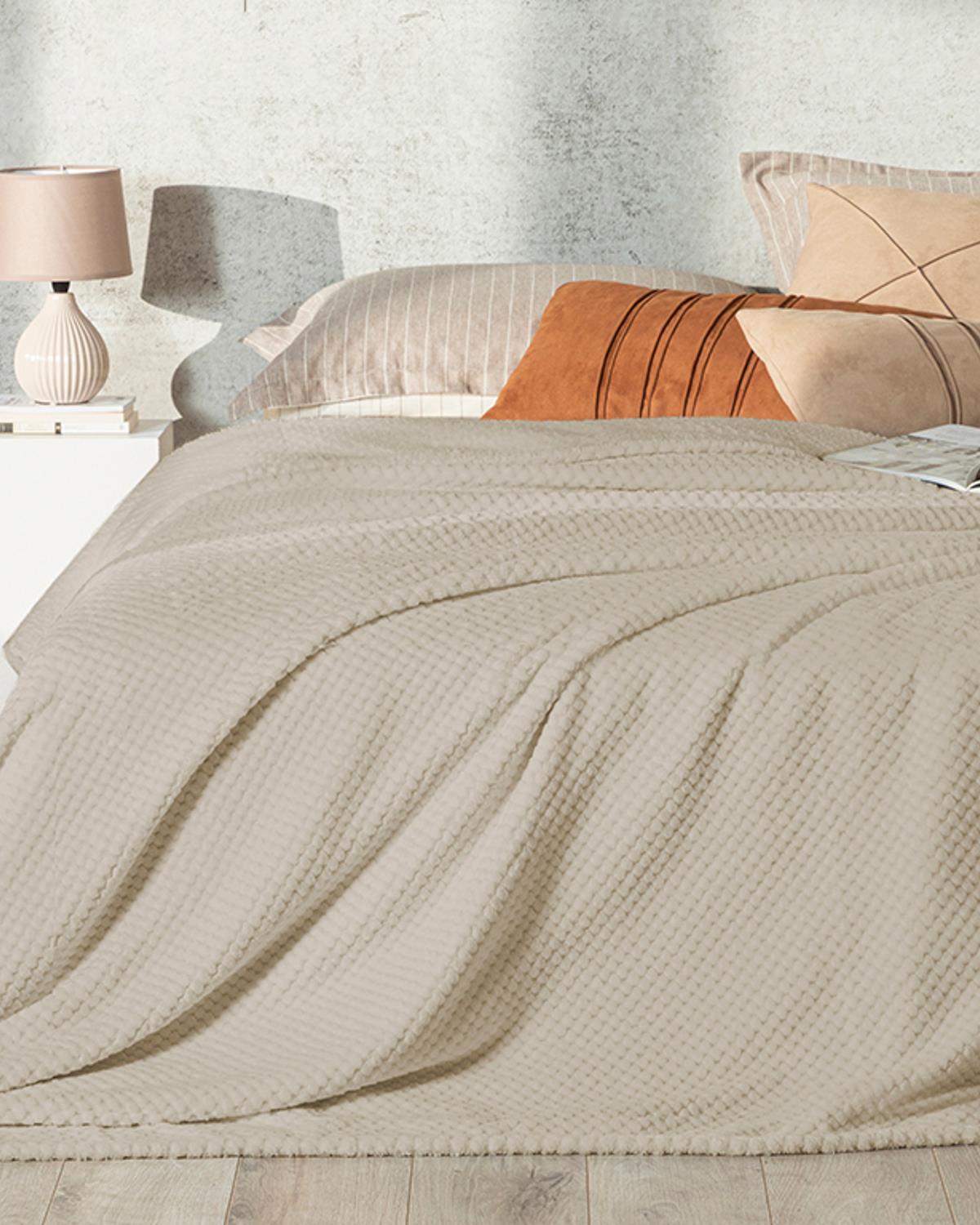 Cozy Bubble Super Soft Çift Kişilik Battaniye 200x220 cm Krem