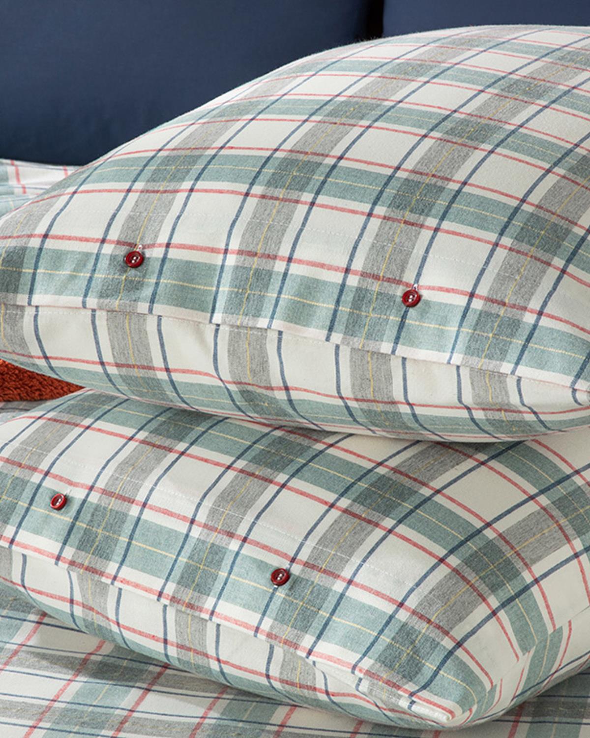 Cozy Plaid Winter Soft Çift Kişilik Nevresim Takımı Yeşil