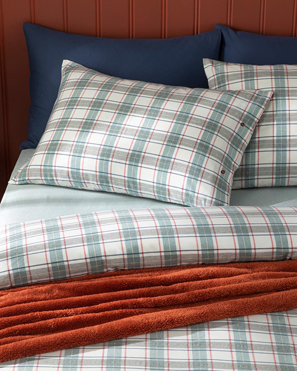 Cozy Plaid Winter Soft Çift Kişilik Nevresim Takımı Yeşil