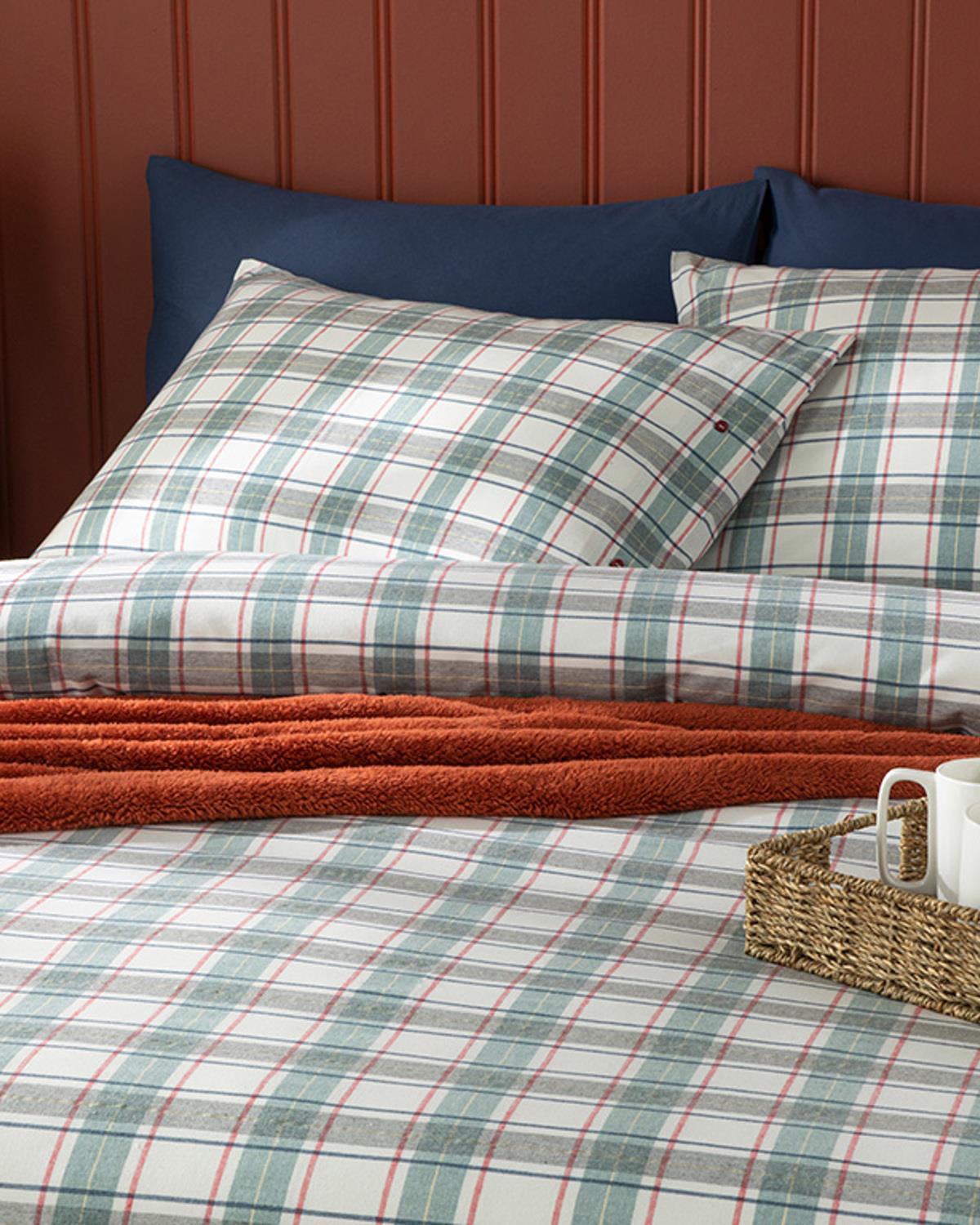 Cozy Plaid Winter Soft Çift Kişilik Nevresim Takımı Yeşil
