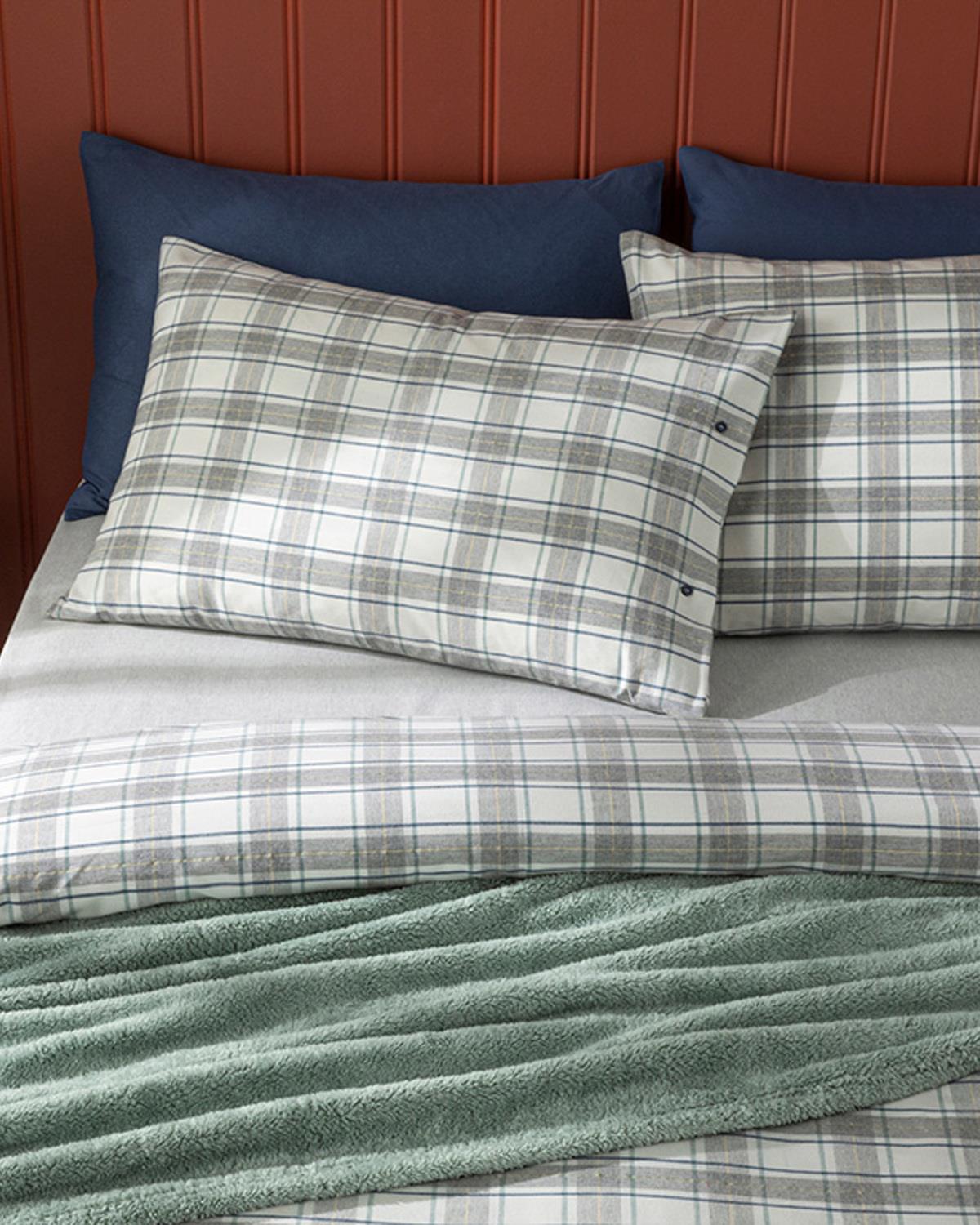 Cozy Plaid Winter Soft Çift Kişilik Nevresim Takımı Gri