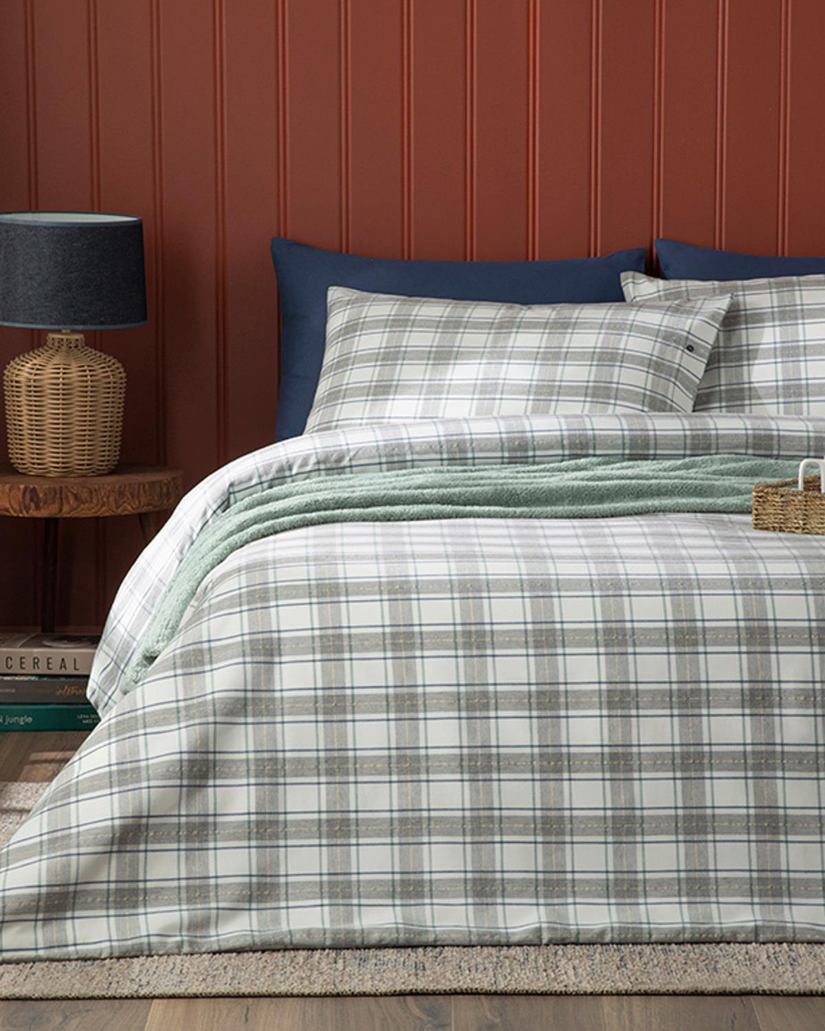 Cozy Plaid Winter Soft Çift Kişilik Nevresim Takımı Gri