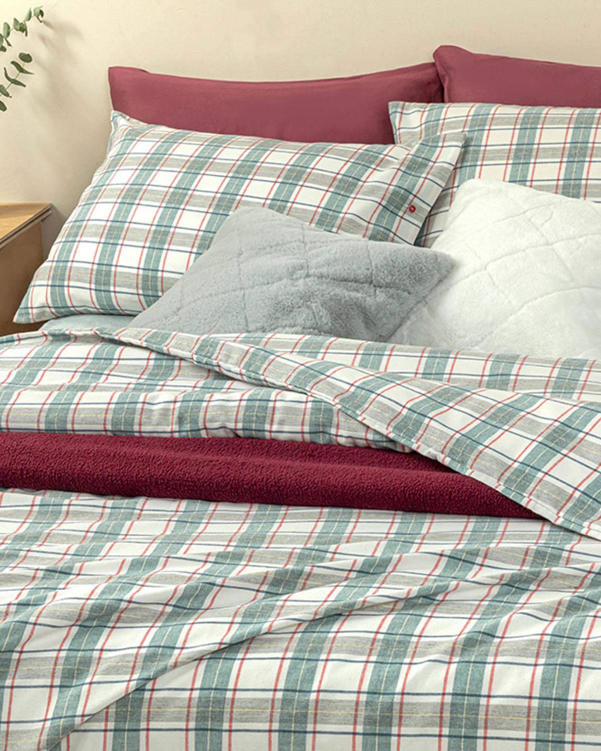Cozy Plaid Winter Soft King Size Nevresim Takımı Yeşil