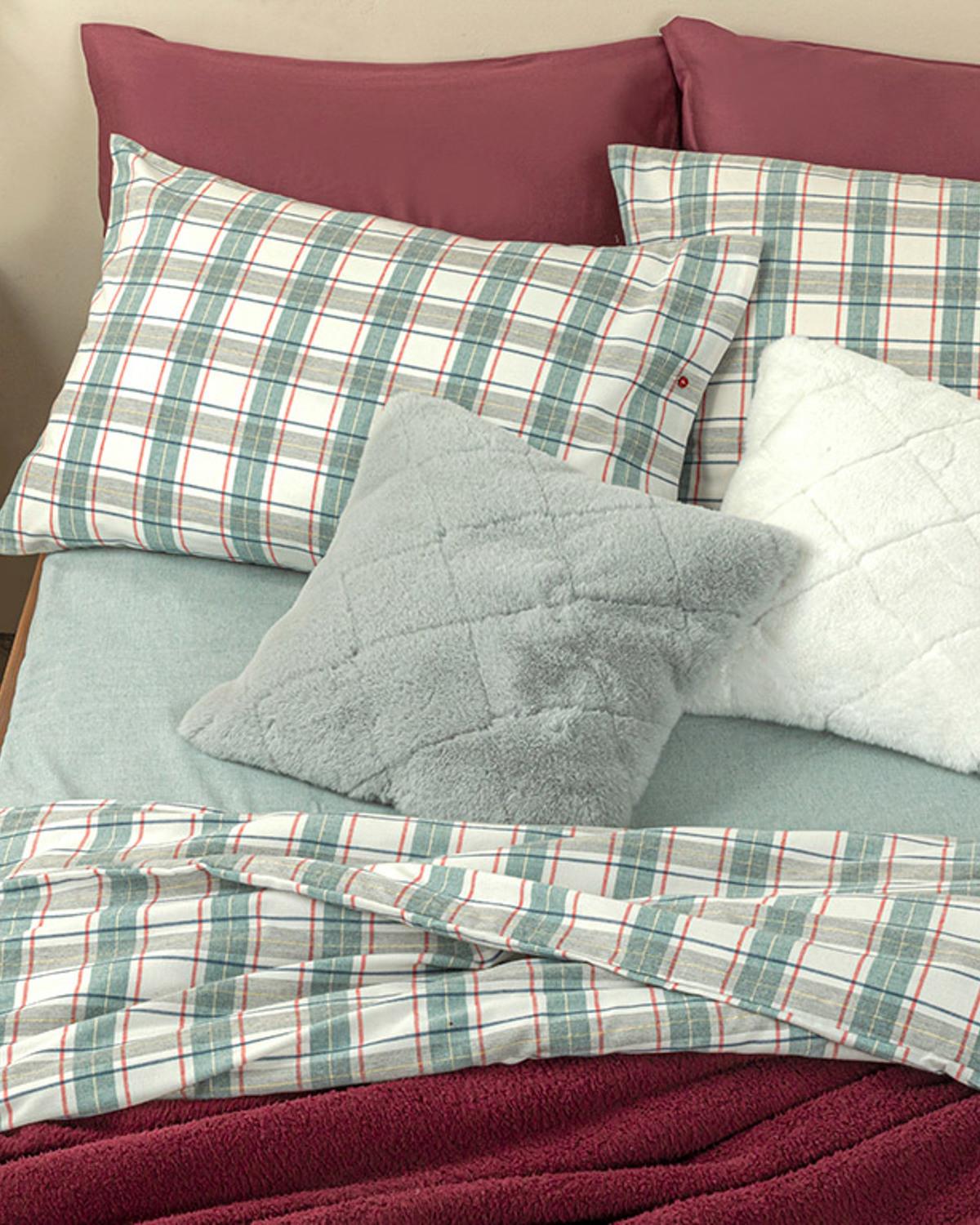 Cozy Plaid Winter Soft King Size Nevresim Takımı Yeşil
