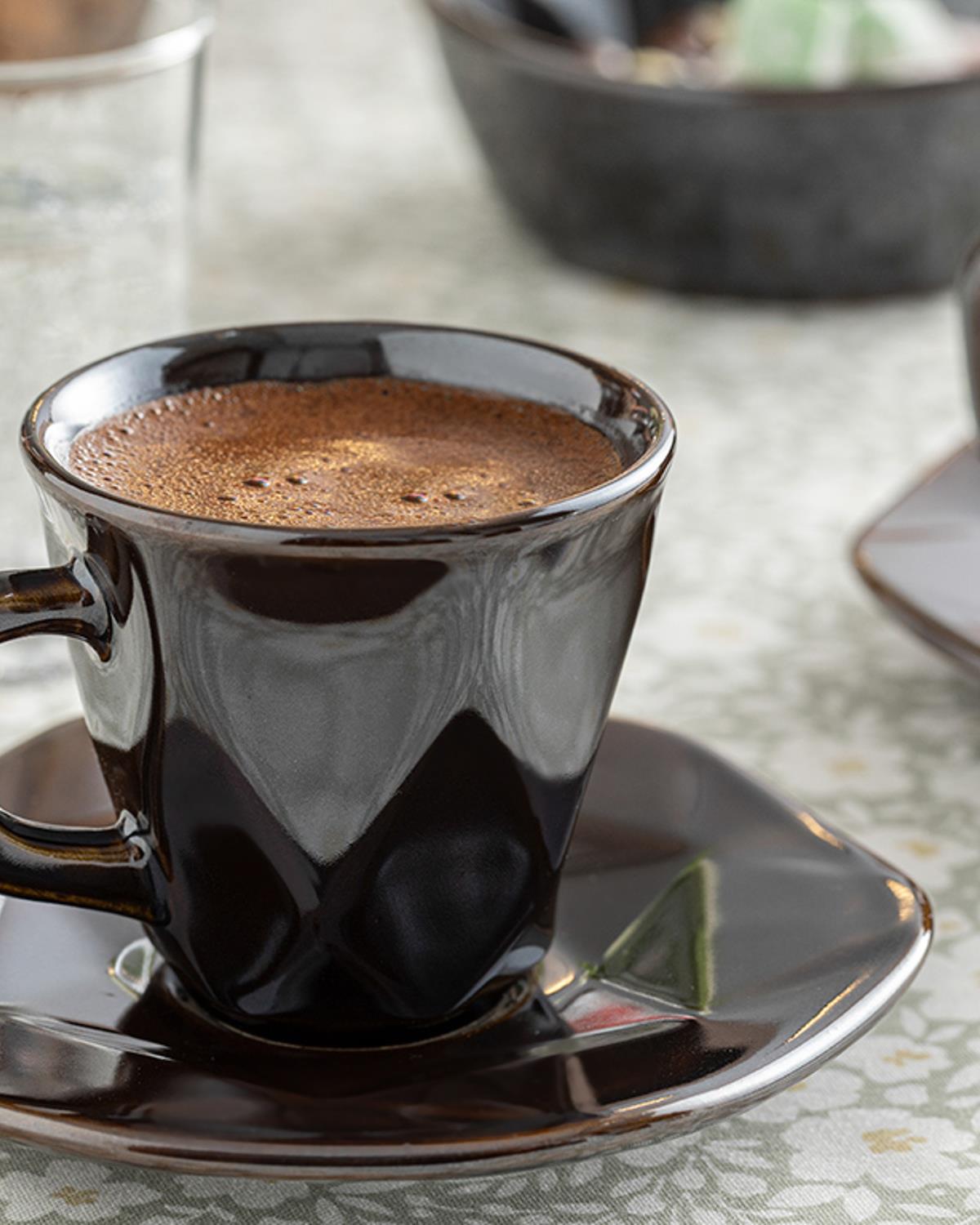 Cristallo Seramik 2'li Kahve Fincan Takımı Kahverengi