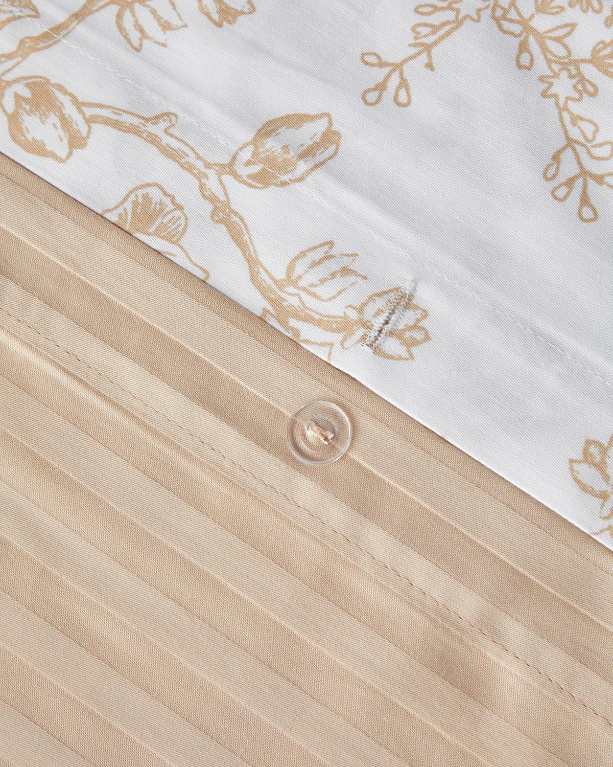 Dainty Bird Pamuk Saten King Size Nevresim Takımı 240x220 cm Gold