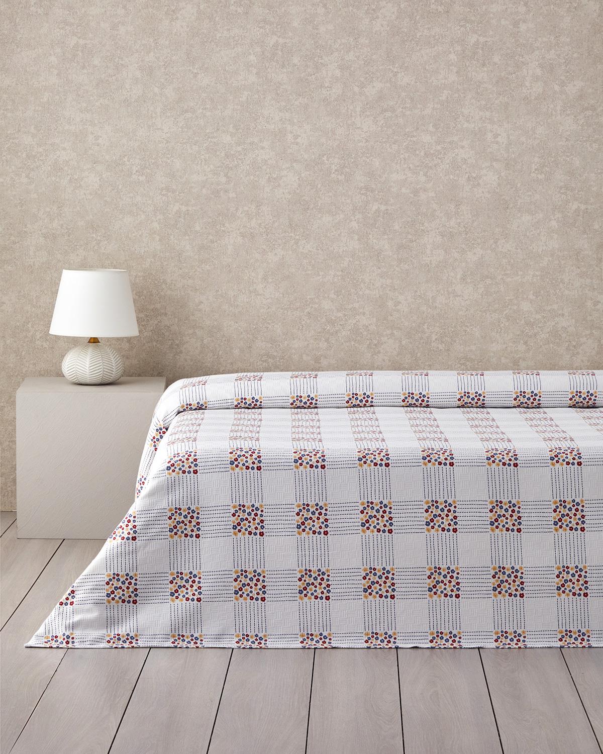 Daisy Plaid Baskılı Pamuklu Tek Kişilik Pike 150x220 cm Mavi