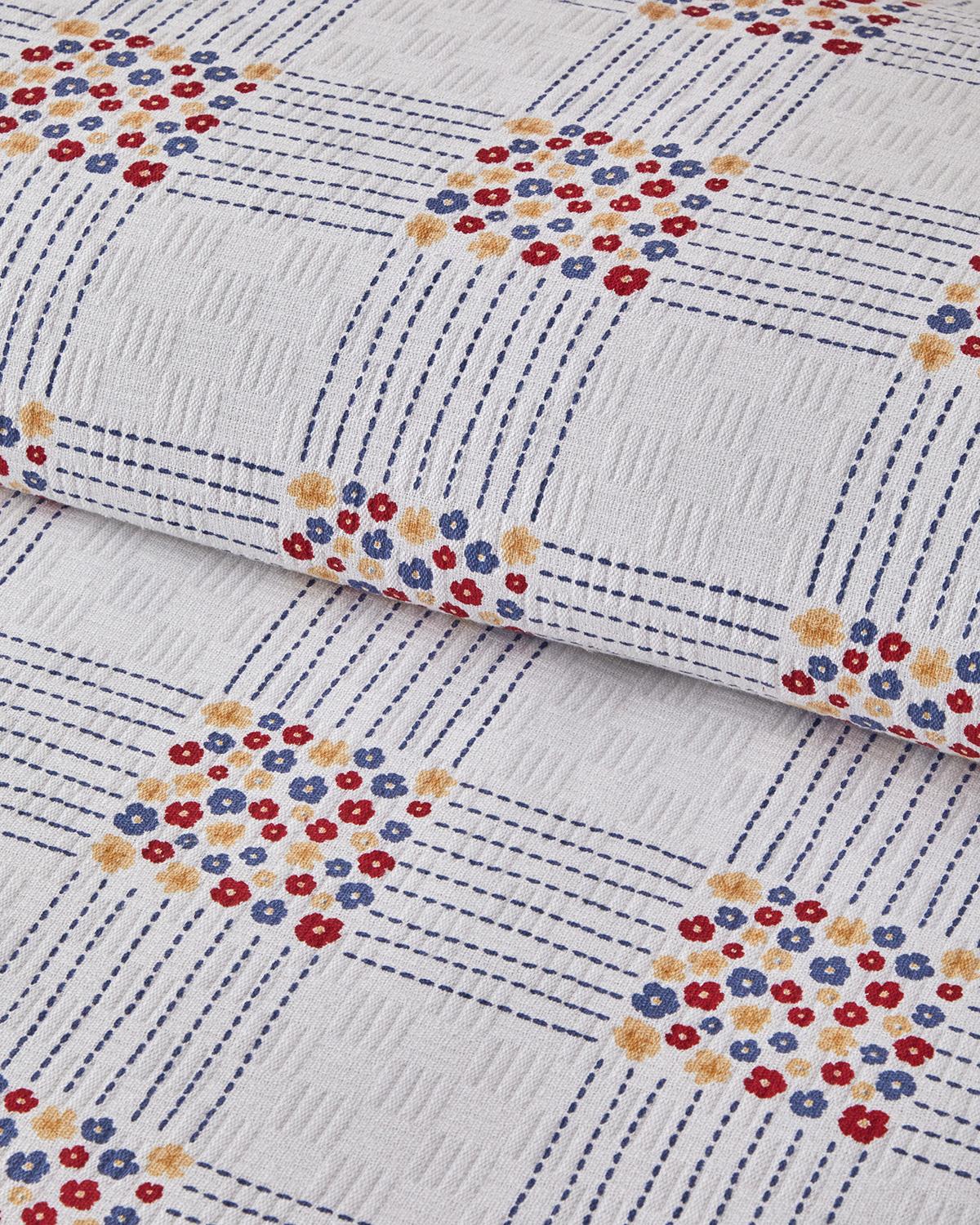 Daisy Plaid Baskılı Pamuklu Tek Kişilik Pike 150x220 cm Mavi