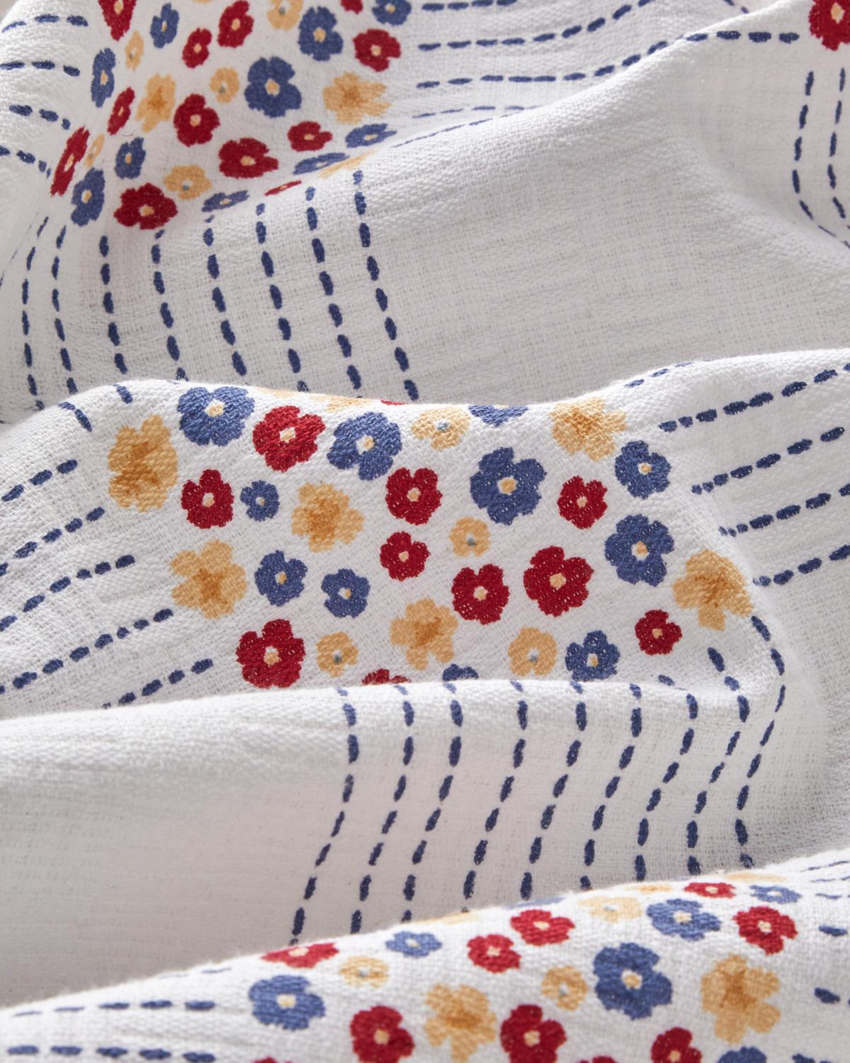 Daisy Plaid Baskılı Pamuklu Tek Kişilik Pike 150x220 cm Mavi