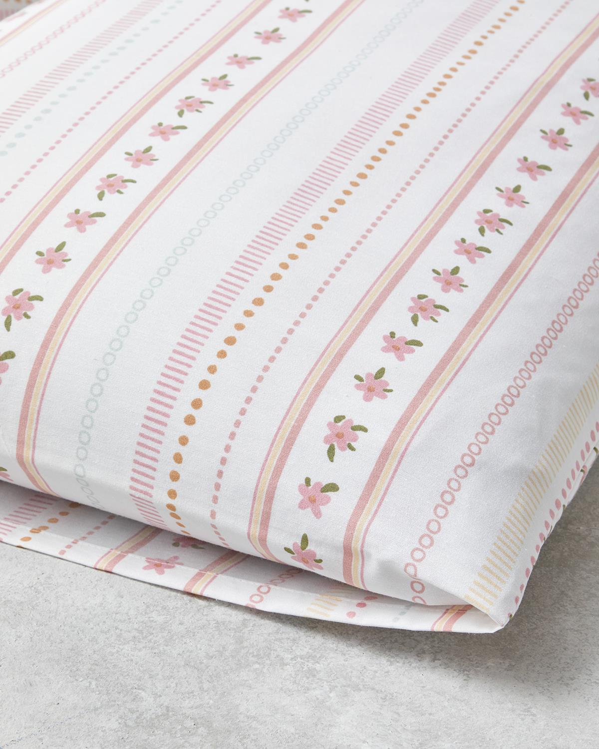 Daisy Stripes Kolay Ütülenir 2'li Yastık Kılıfı 50x70 cm Pembe