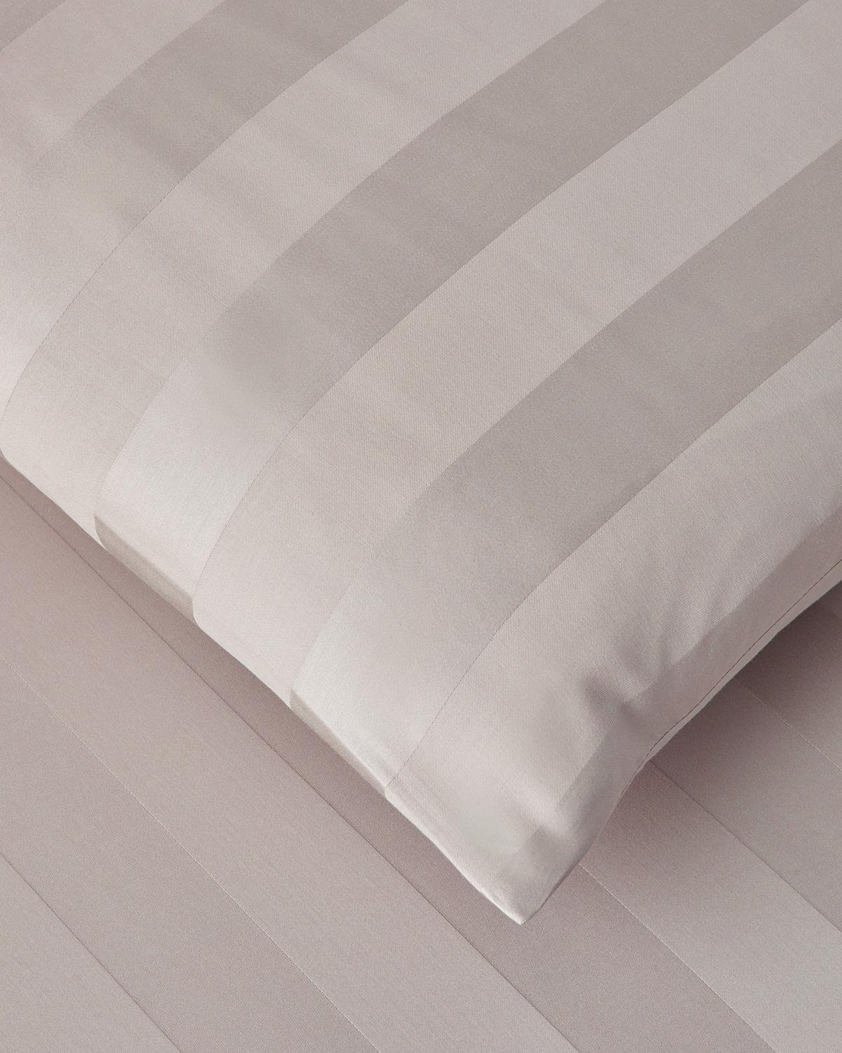 Deluxe Çizgili Pamuk Saten Çift Kişilik Nevresim Takımı 200x220 cm Gül Kurusu