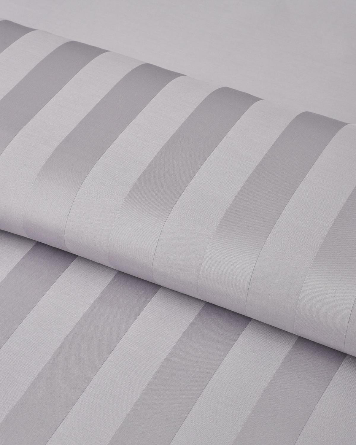 Deluxe Çizgili Pamuk Saten King Size Nevresim Takımı 240x220 cm Açık Leylak