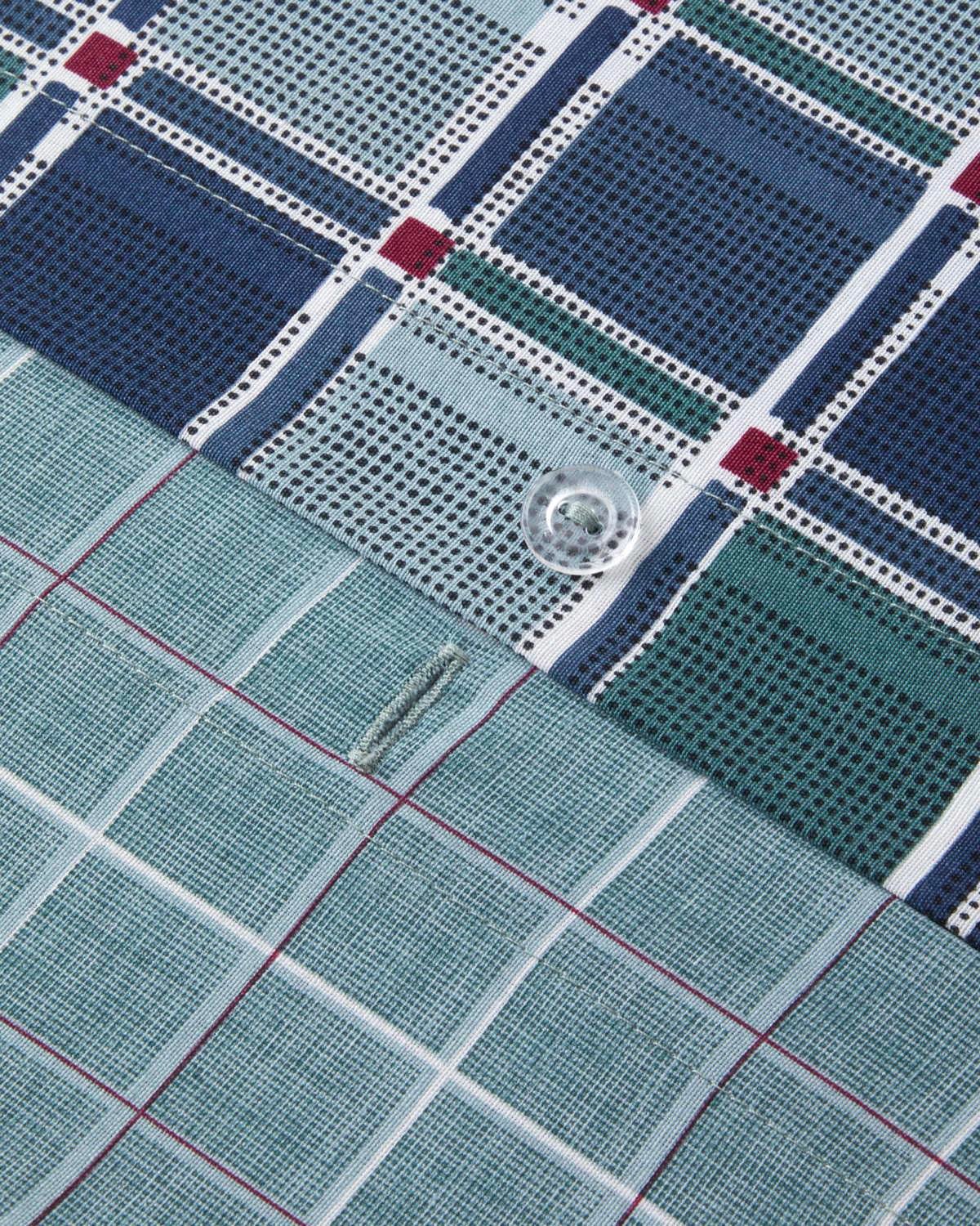 Dotty Gingham Kolay Ütülenir Çift Kişilik Nevresim Takımı 200x220 cm Koyu Mavi-Yeşil