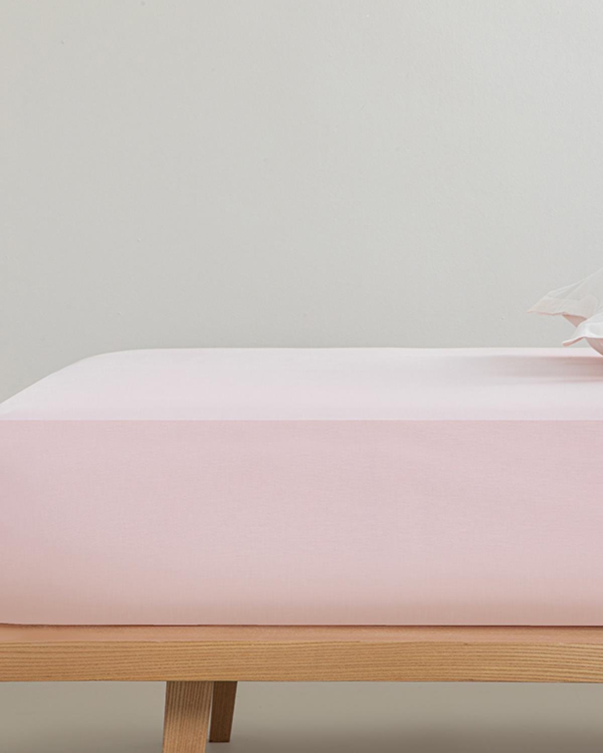 Düz Pamuklu King Size Çarşaf Toz Pembe