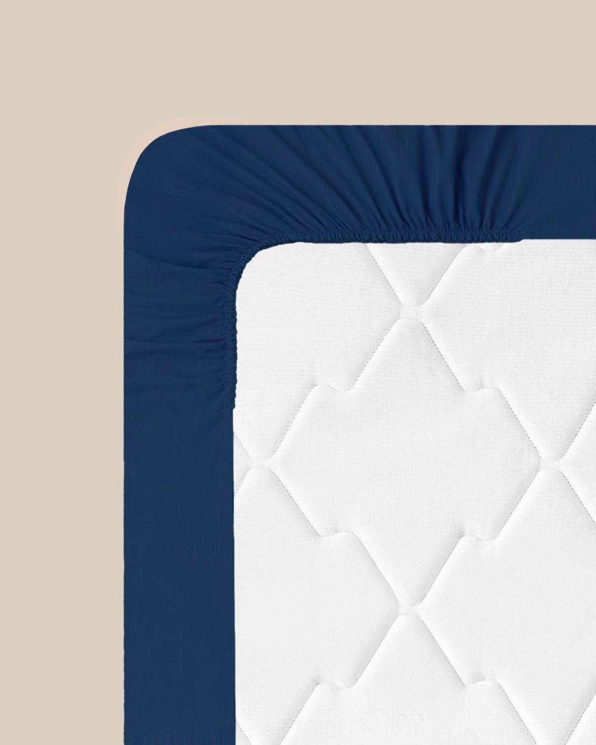 Düz Pamuklu Tek Kişilik Lastikli Çarşaf 100x200 cm Gece Mavisi