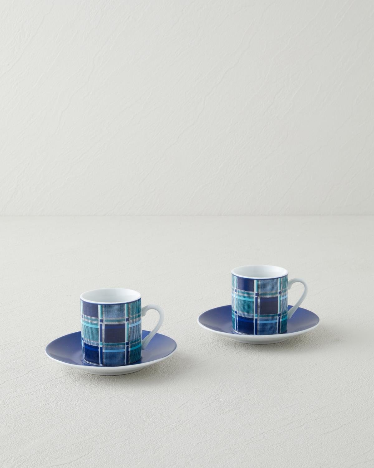 Echo Porselen 4 Parça 2 Kişilik Kahve Fincan Takımı 80 ml Mavi