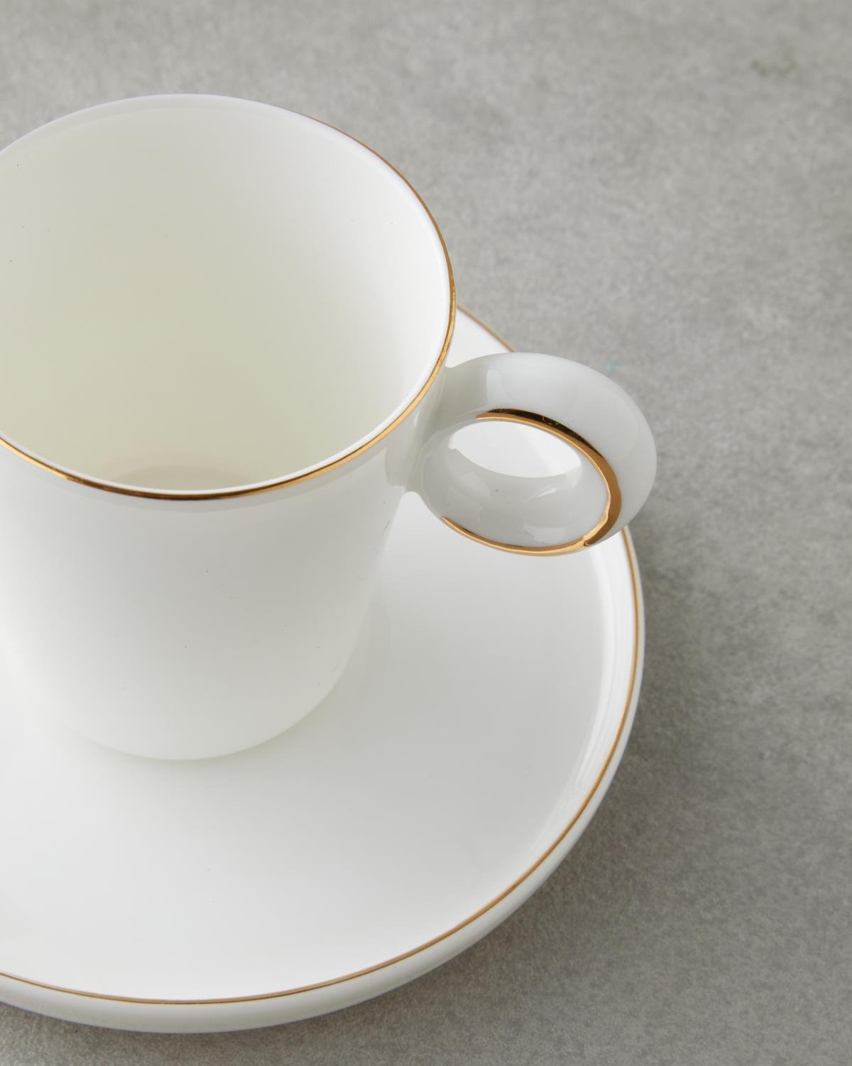 Eclipsed Porselen 4 Parça 2 Kişilik Kahve Fincan Takımı 85 ml Beyaz-Gold