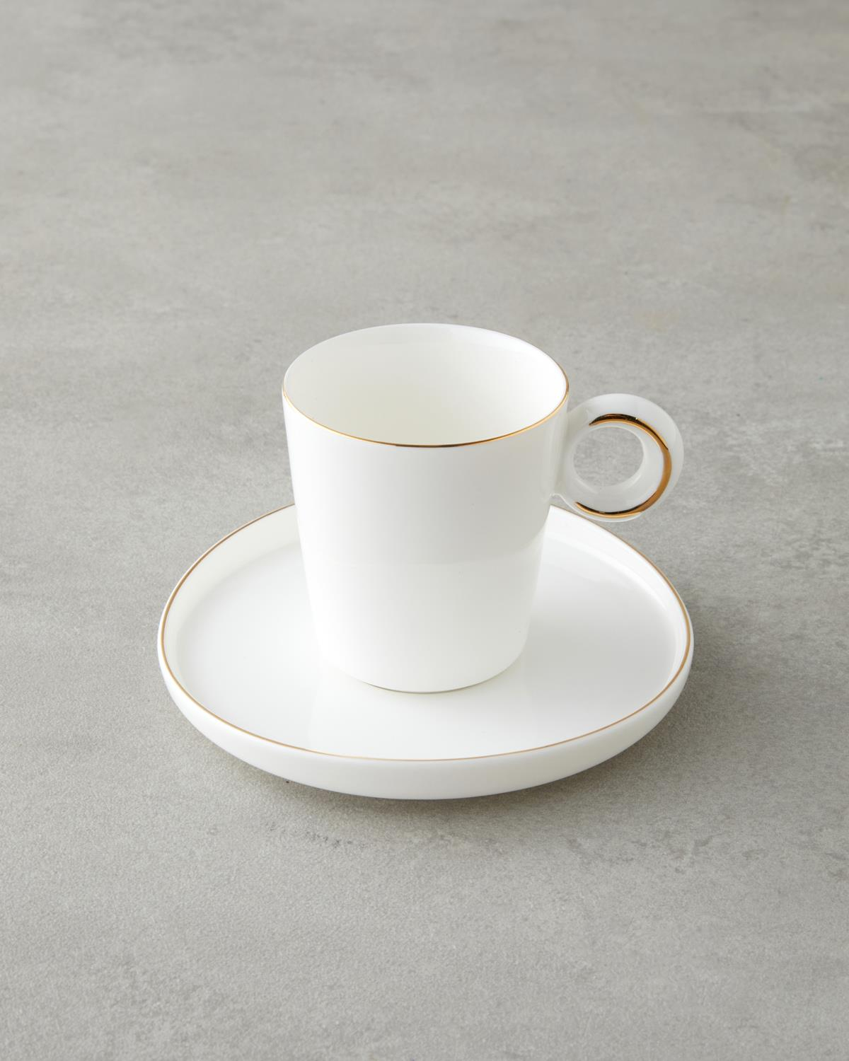 Eclipsed Porselen 4 Parça 2 Kişilik Kahve Fincan Takımı 85 ml Beyaz-Gold