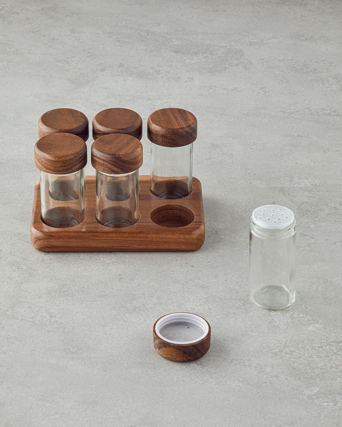 Elegant Cam 6'lı Baharatlik 90 ml Kahverengi