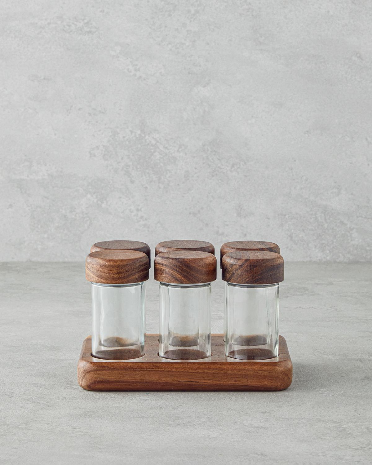 Elegant Cam 6'lı Baharatlik 90 ml Kahverengi