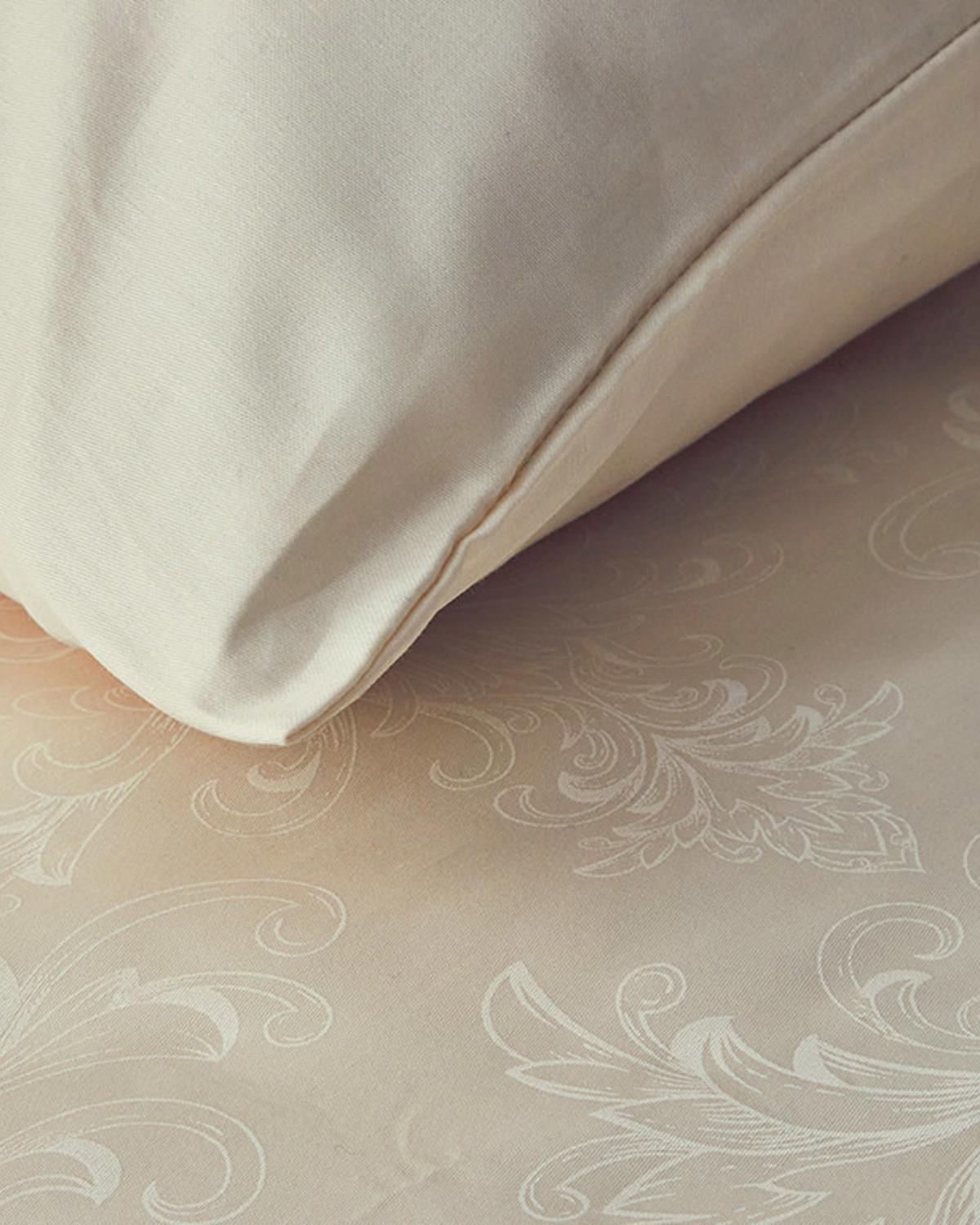 Elegant Crown Pamuk Saten Çift Kişilik Nevresim Takımı Fildişi