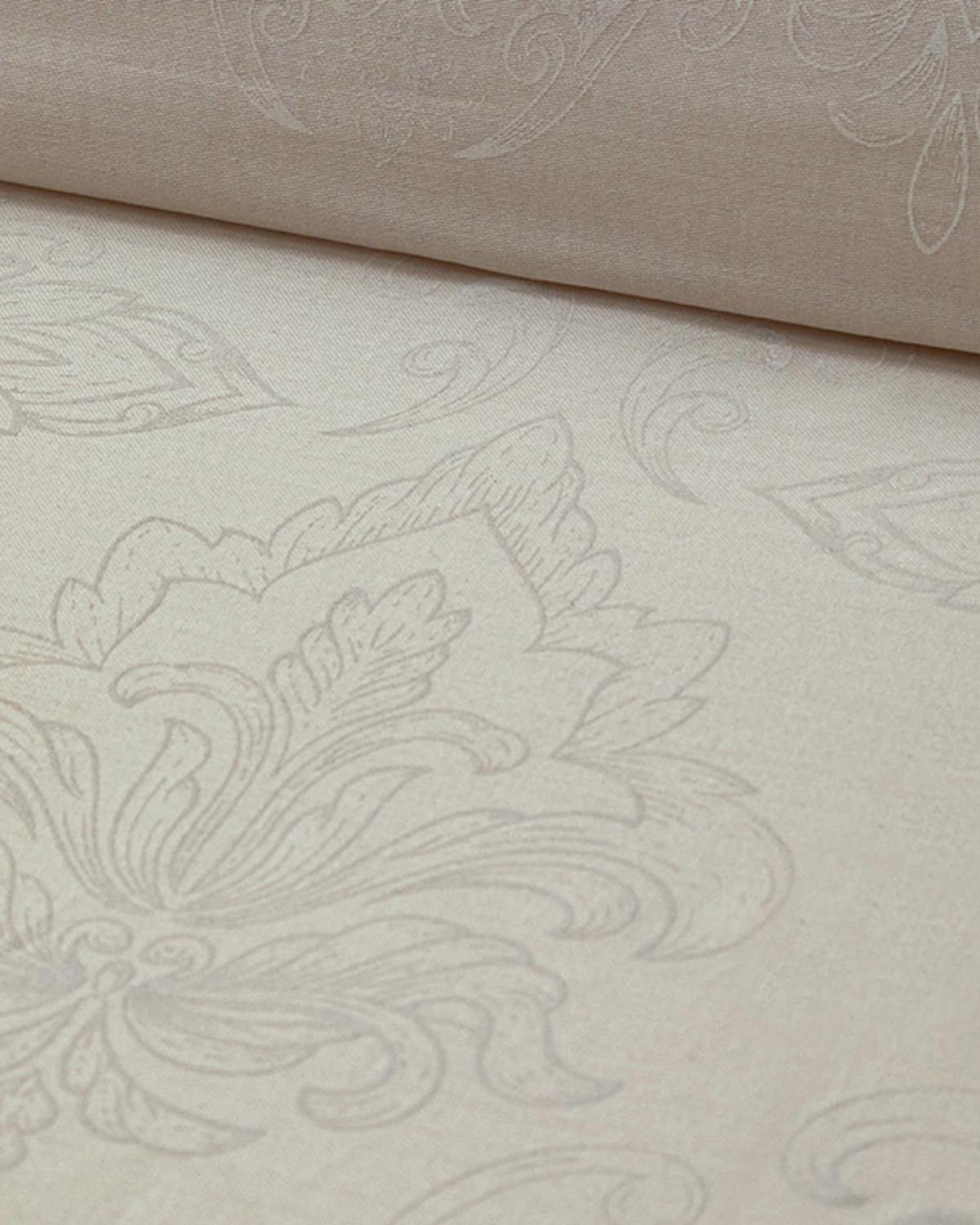 Elegant Crown Pamuk Saten Çift Kişilik Nevresim Takımı Fildişi