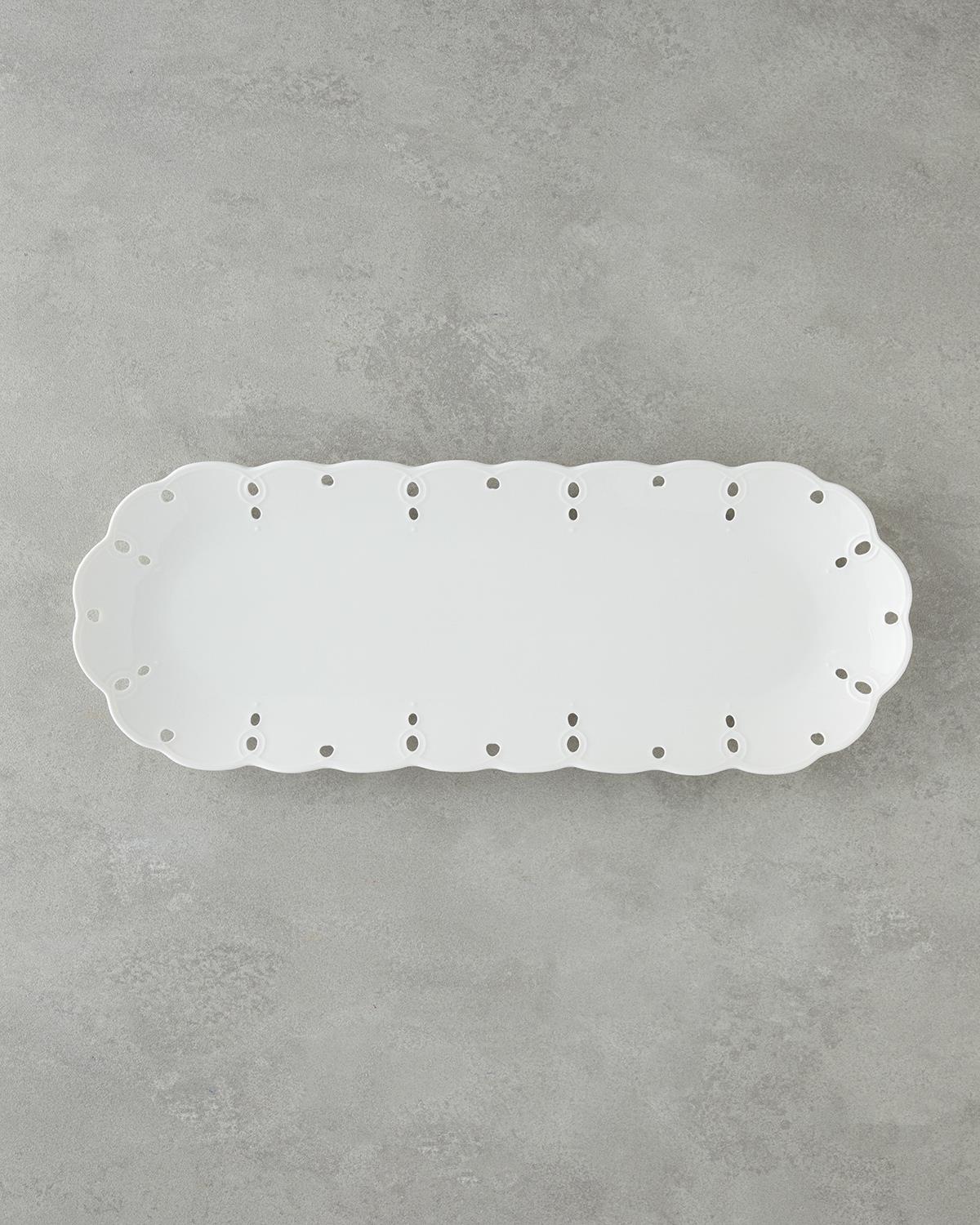 Elodie Porselen Kayık Tabak 43 cm Beyaz