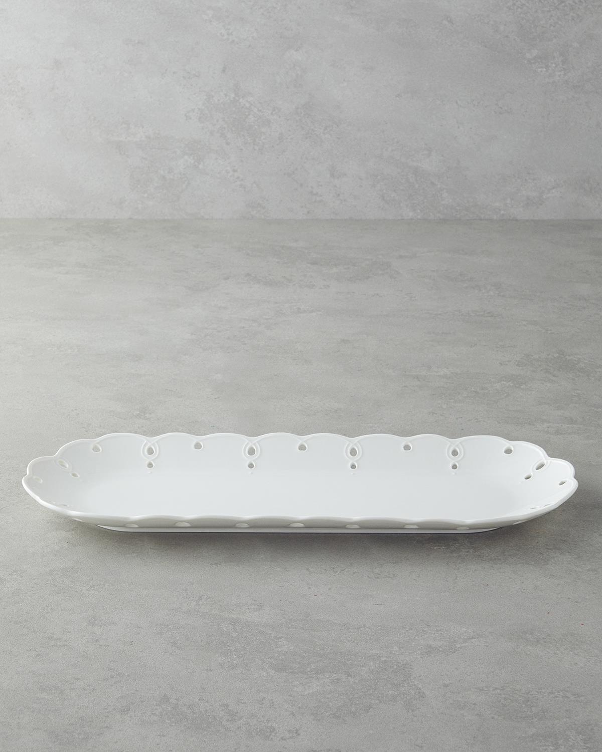 Elodie Porselen Kayık Tabak 43 cm Beyaz