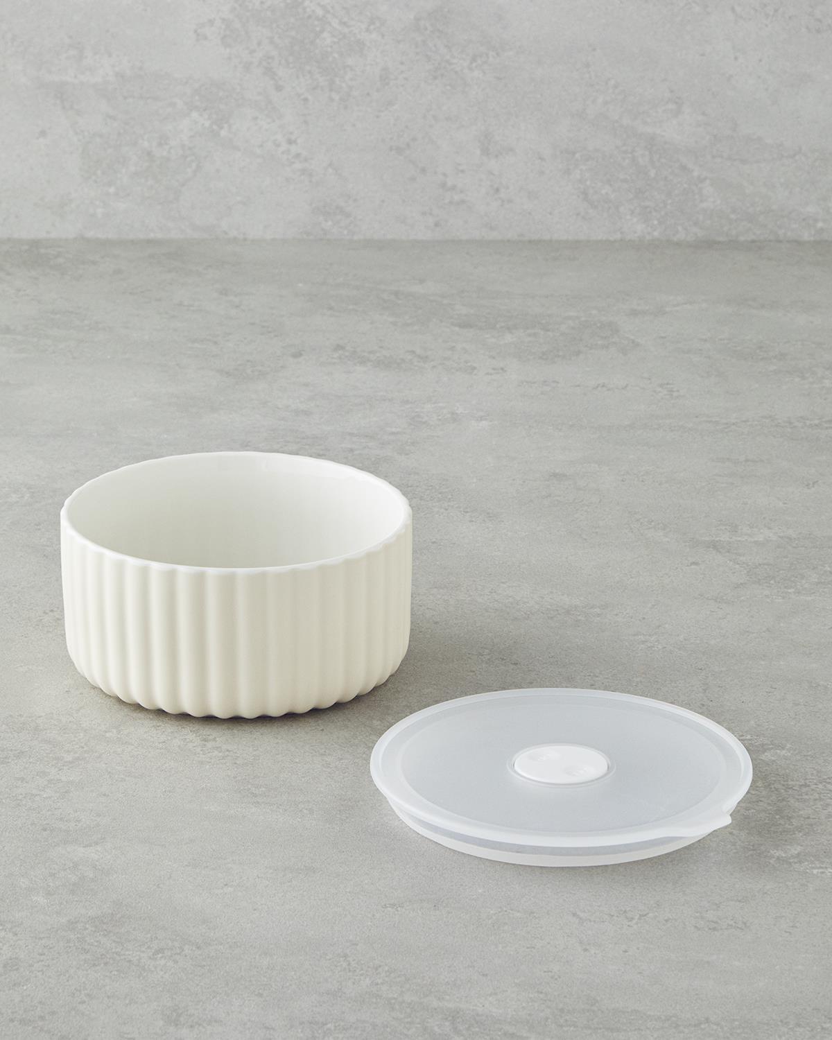 Elvira New Bone China 3'lü Saklama Kabı 300 ml-600 ml-800 ml Krem