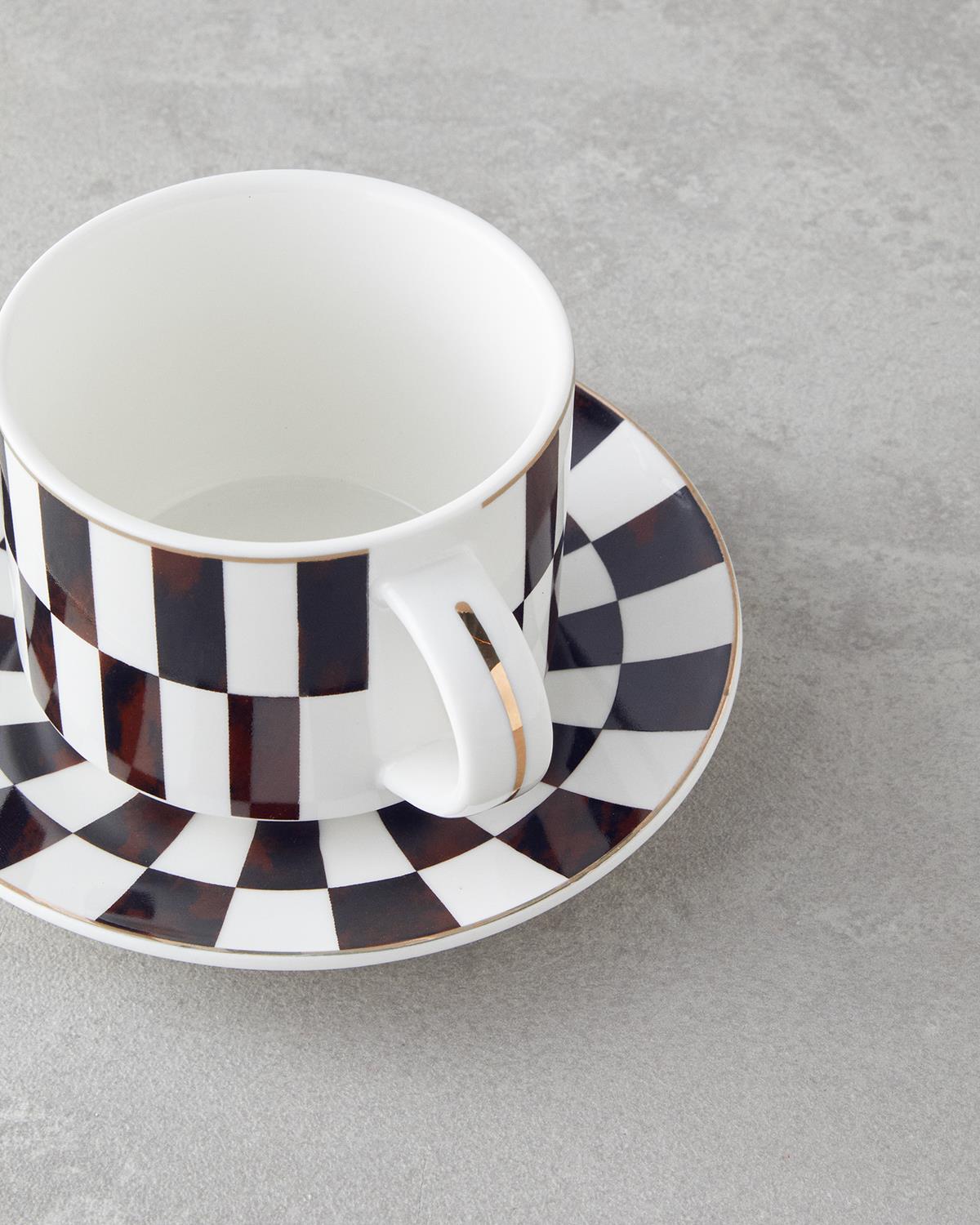 Emberly New Bone China 4 Parça 2 Kişilik Çay Fincanı Takımı 230 ml Kahverengi