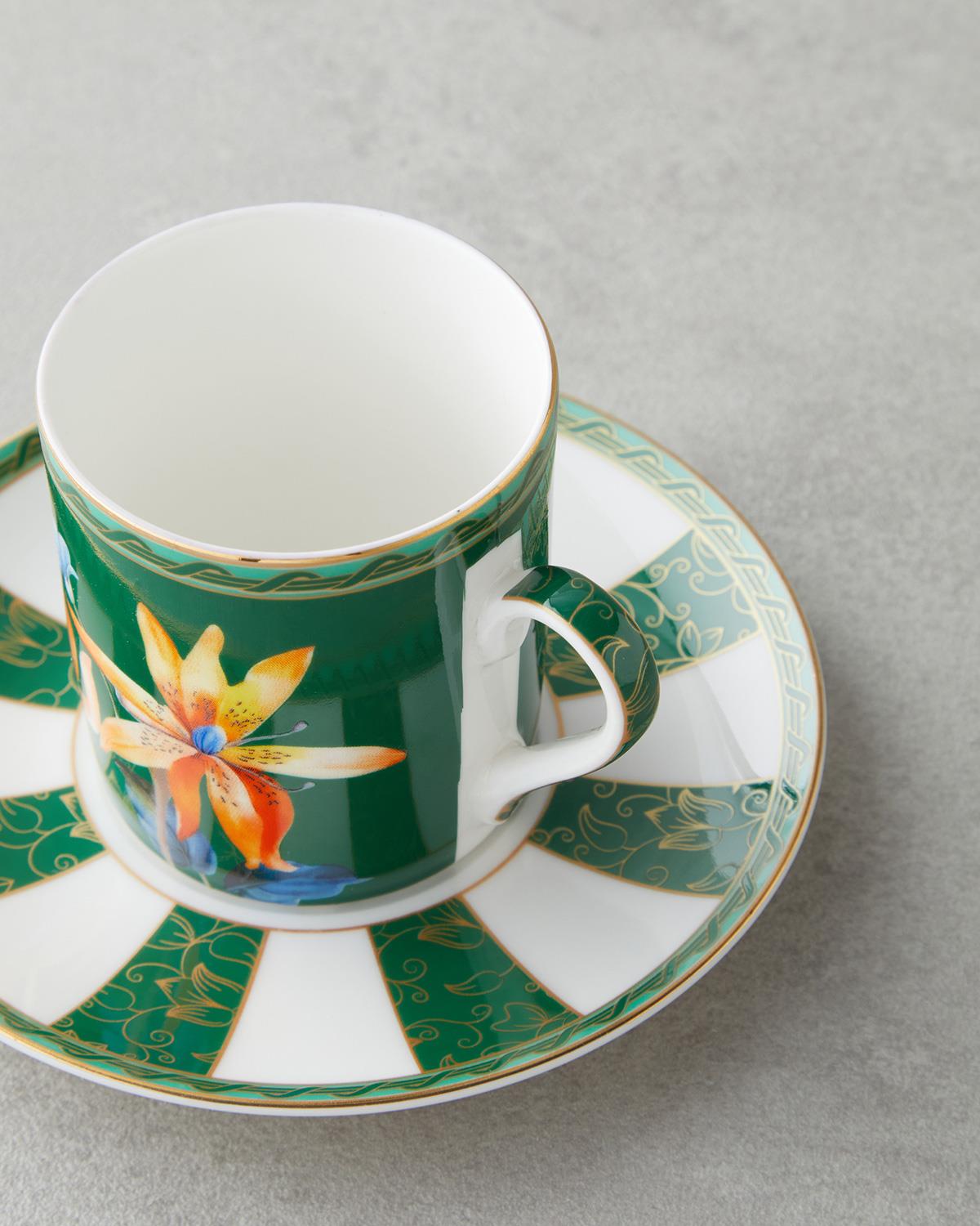 Emberlyn New Bone China 4 Parça 2 Kişilik Kahve Fincan Takımı 90 ml Yeşil