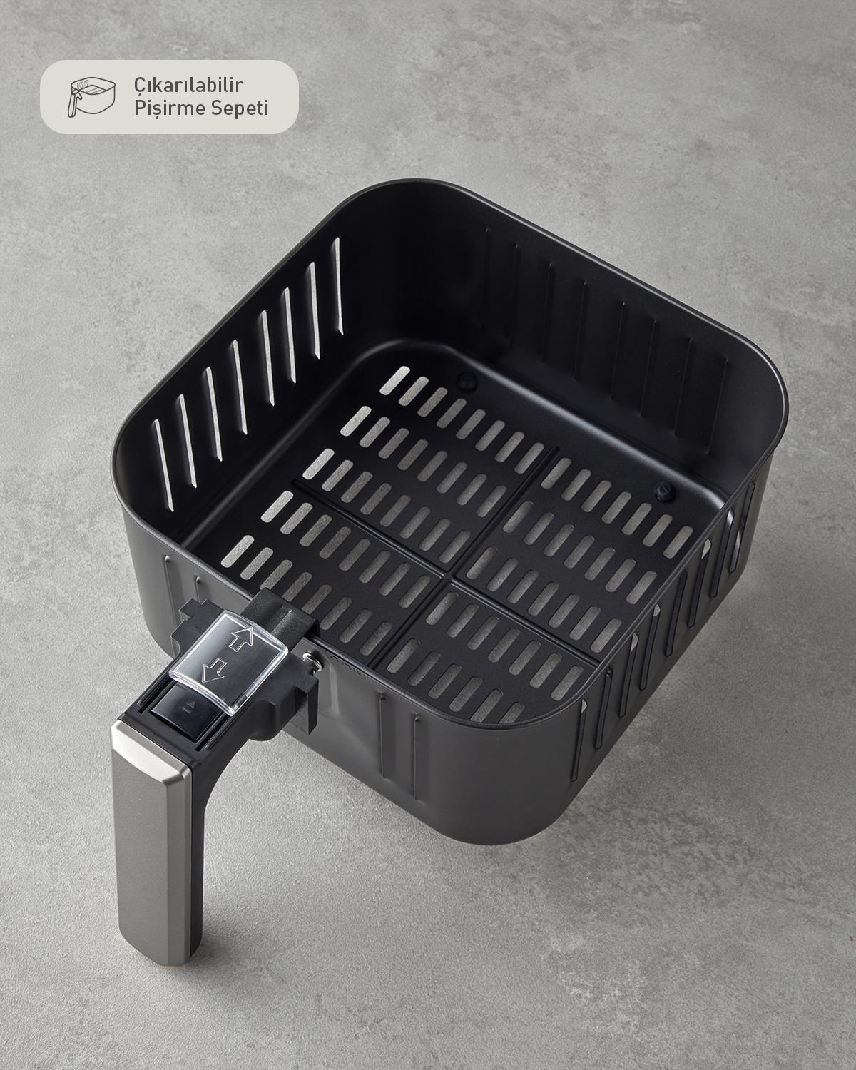 English Home AIF 2001 Dijital Çıkarılabilir Sepetli Air Fryer XL Siyah-Krom
