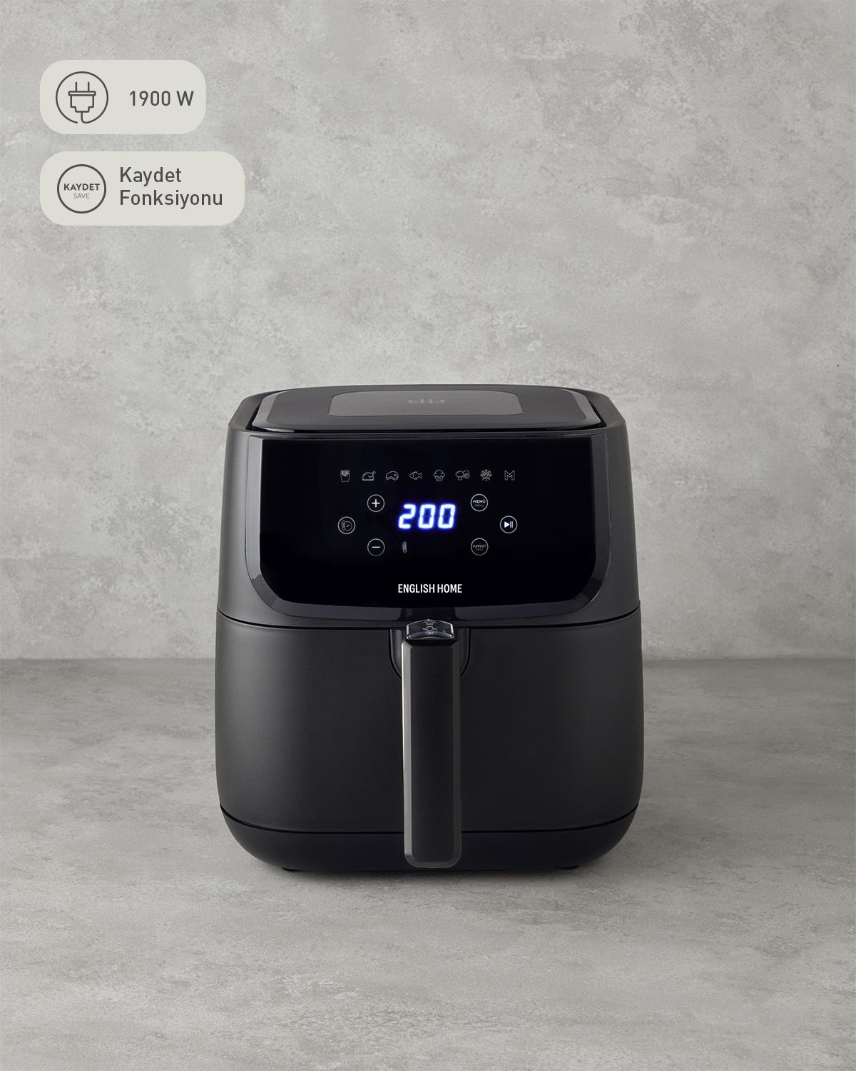 English Home AIF 2001 Dijital Çıkarılabilir Sepetli Air Fryer XL Siyah